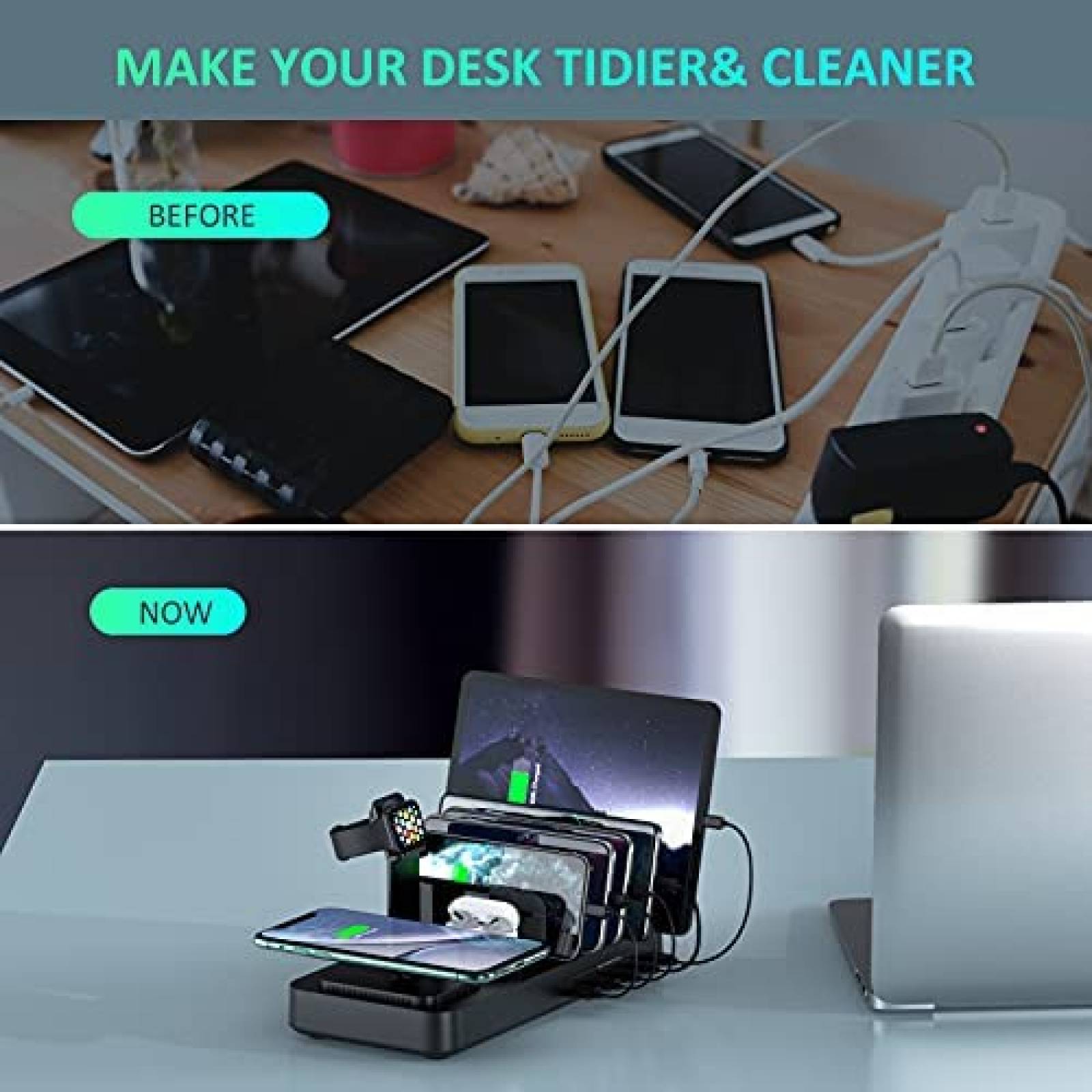 Estacion de carga multiple Getop x8 espacios -Negro