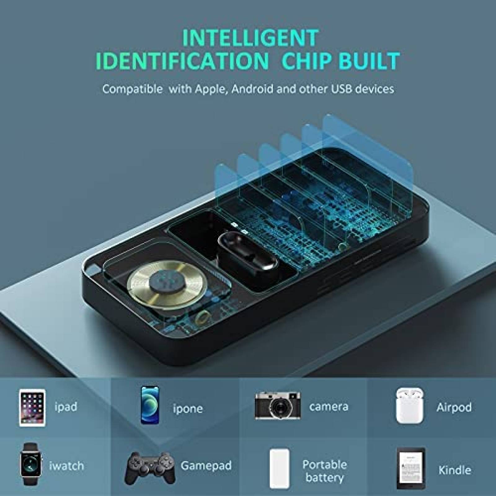 Estacion de carga multiple Getop x8 espacios -Negro