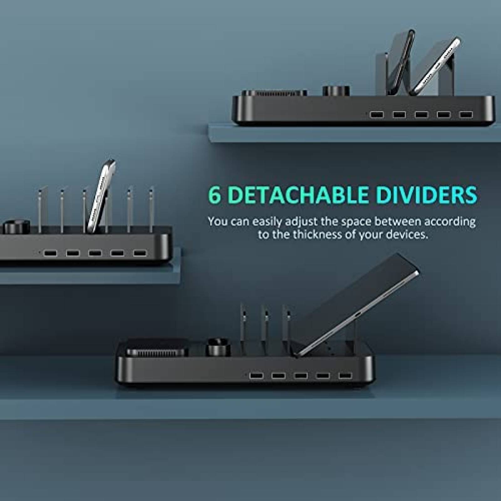 Estacion de carga multiple Getop x8 espacios -Negro