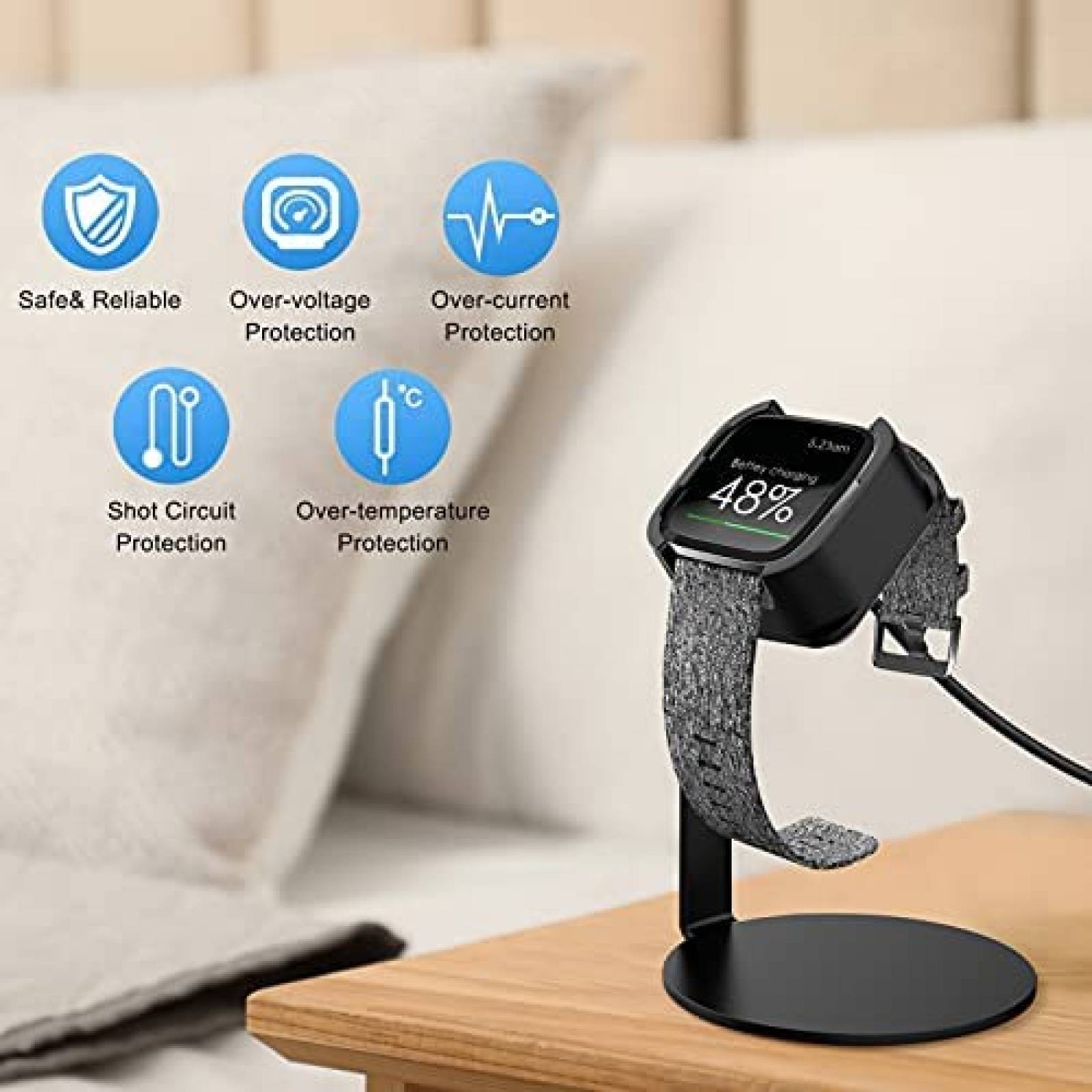 Soporte Cargador Kmasic para Smartwatch Fitbit Versa -Negro
