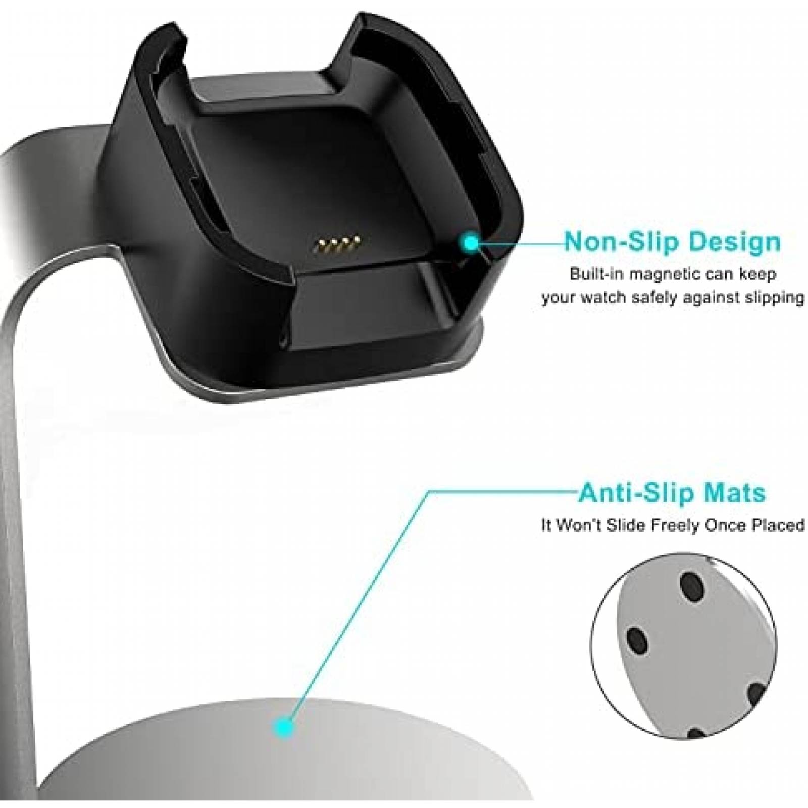 Soporte Cargador Kmasic para Smartwatch Fitbit Versa -Negro