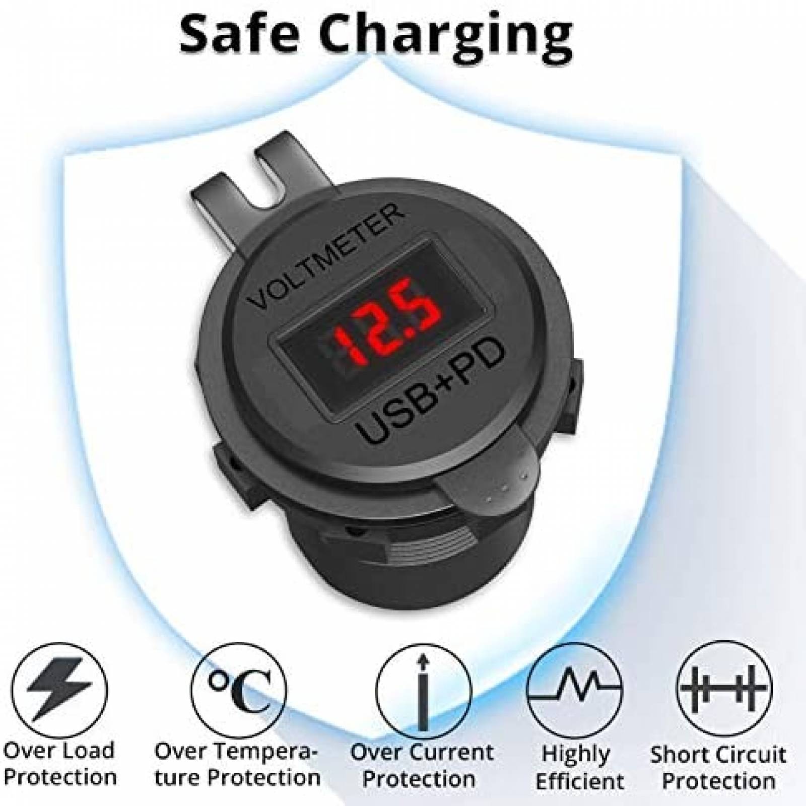 Adaptador de auto para cable USB C Ouffun 12V -Negro