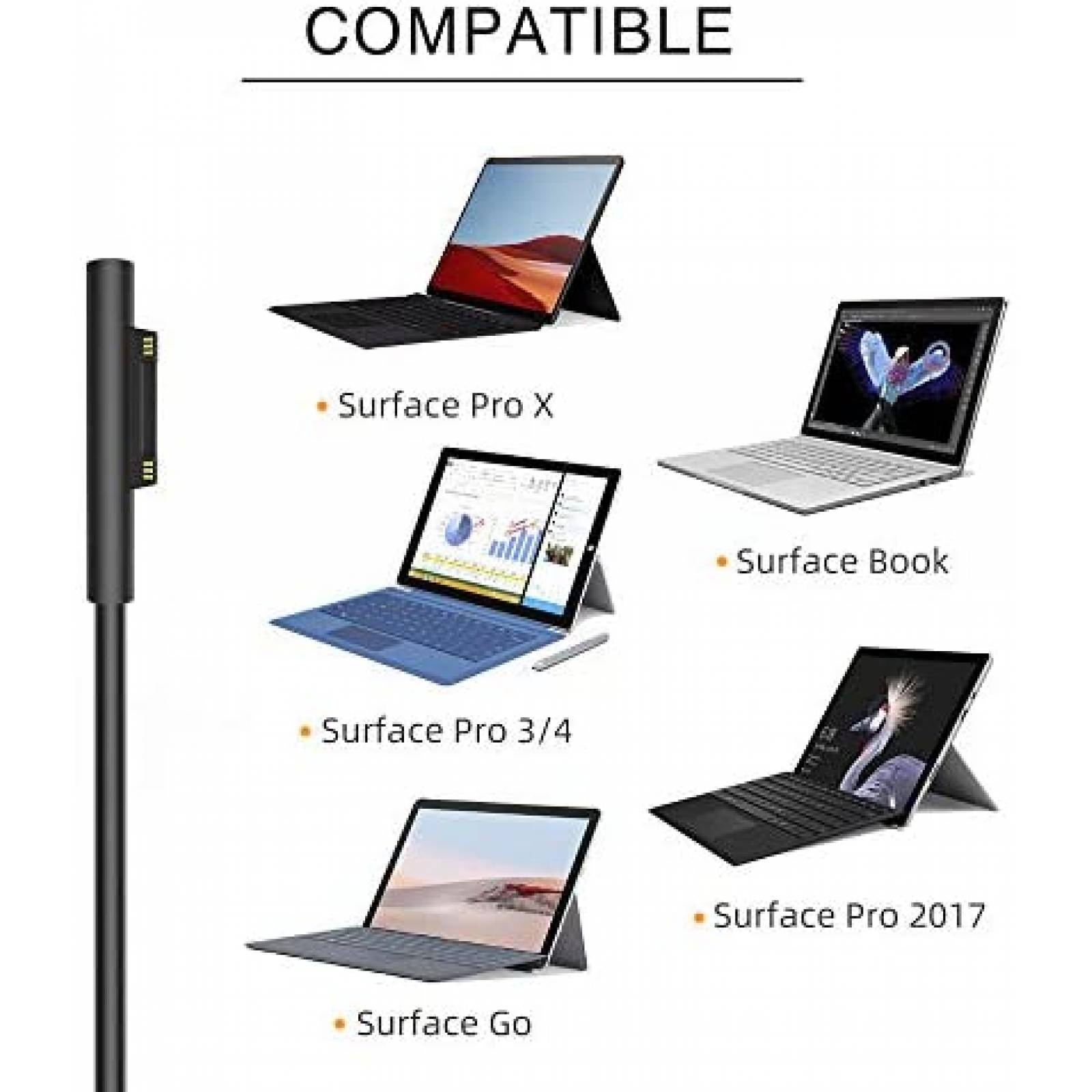 Cargador para Laptop POWSEED Microsoft Surface Pro 4 -Negro