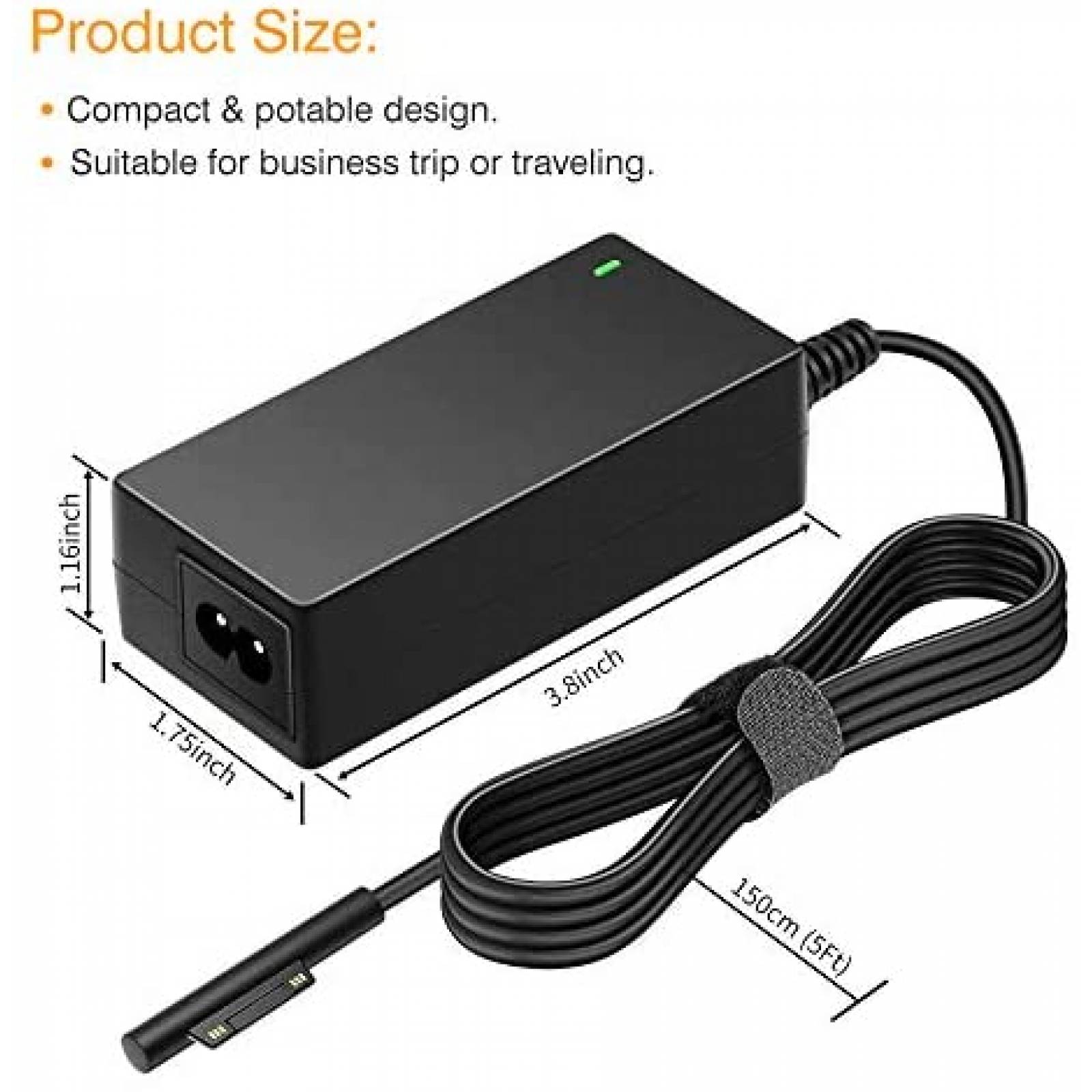 Cargador para Laptop POWSEED Microsoft Surface Pro 4 -Negro