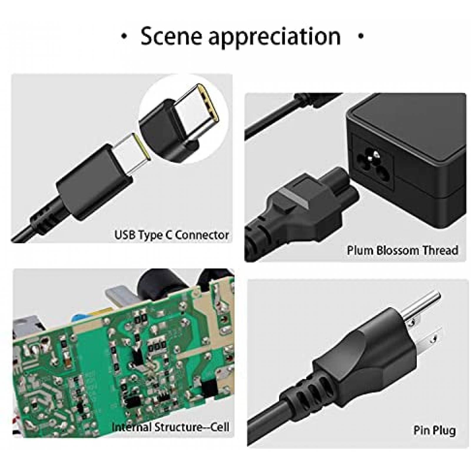 Cargador adaptador de AC Feppery 65W USB-C para Lenovo