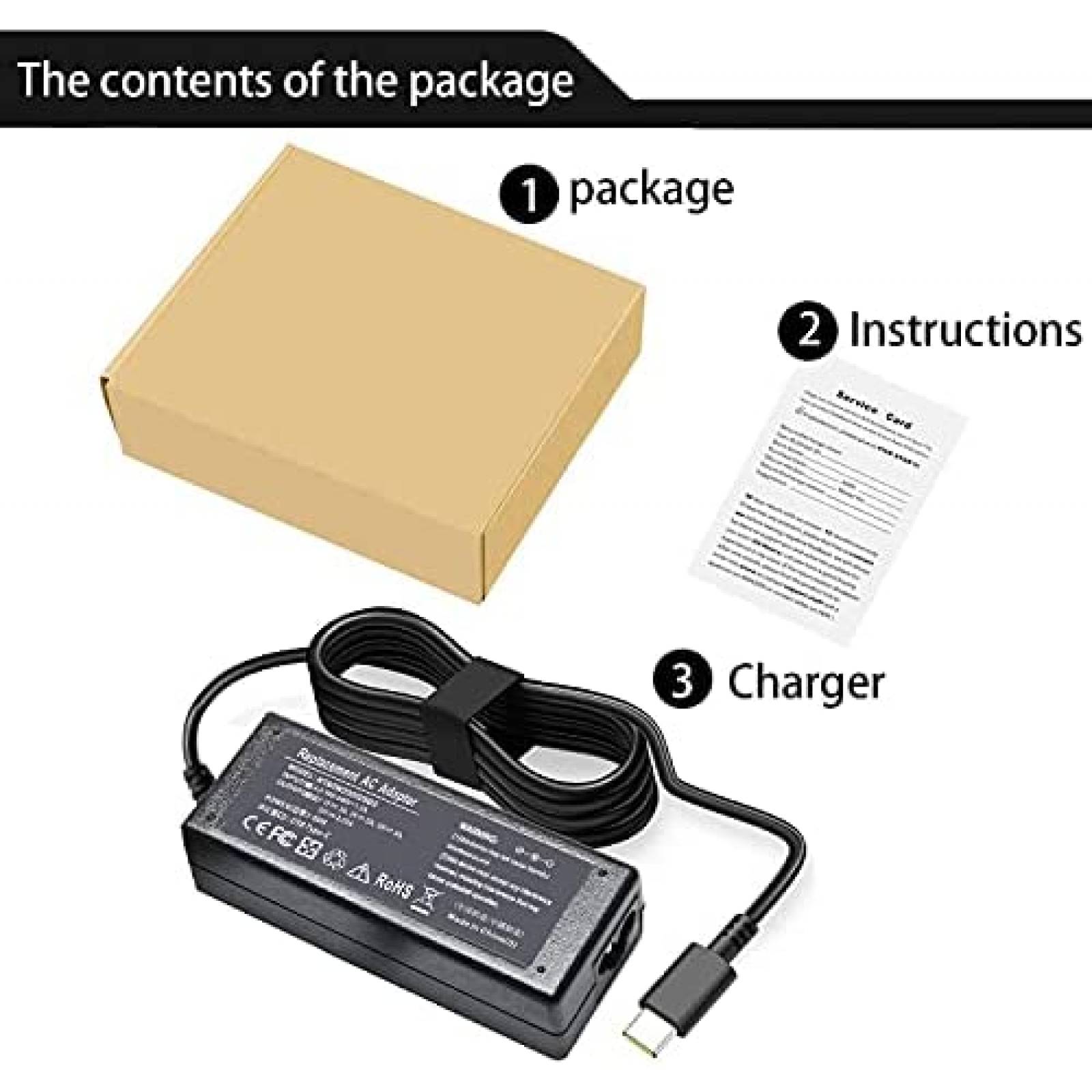 Cargador adaptador de AC Feppery 65W USB-C para Lenovo