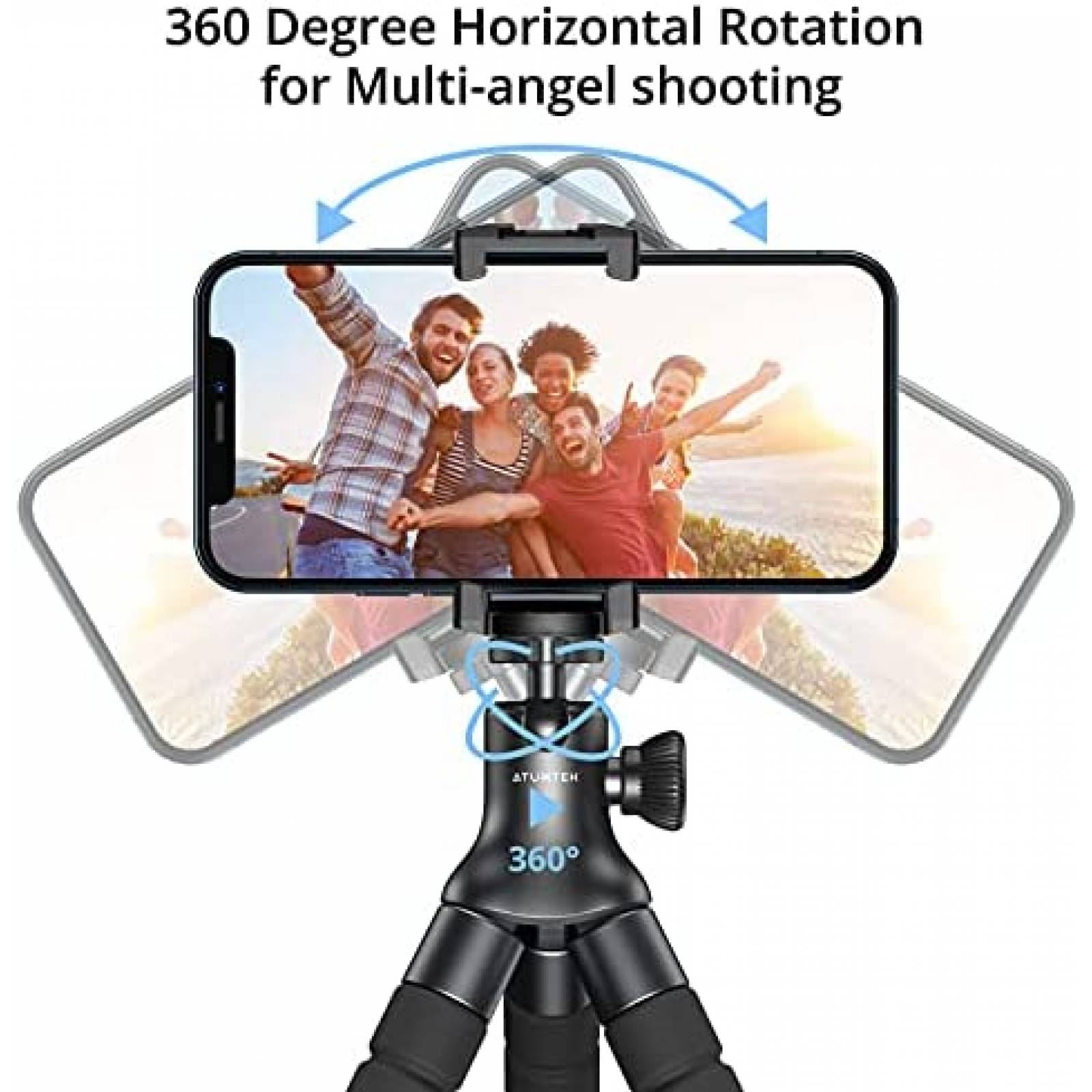 Tripie con Control ATUMTEK de 9.4'' para Celular -Negro