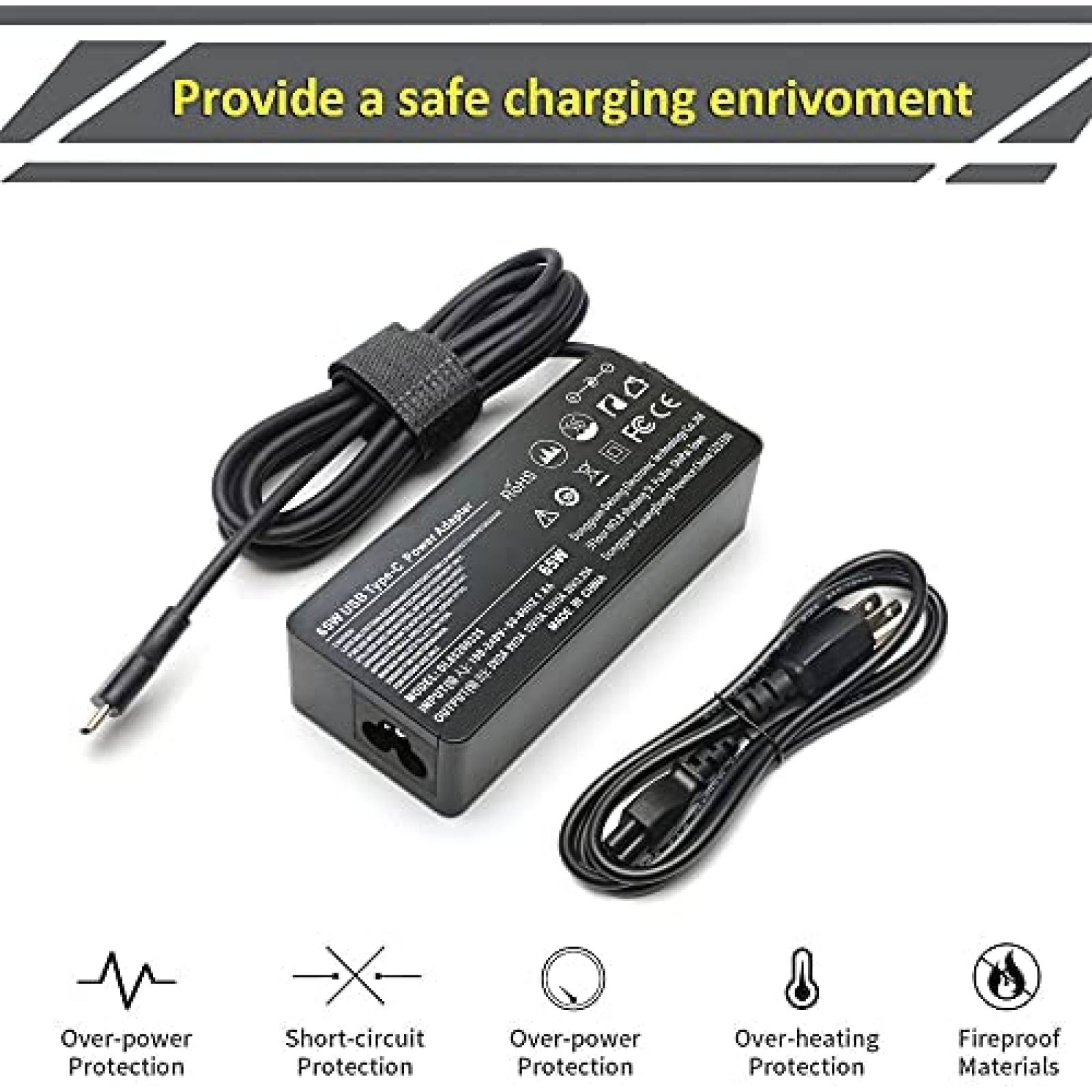 Cargador Lenovo 65W Watt 20V 3.25A USB Type-C - Partes de Portatil