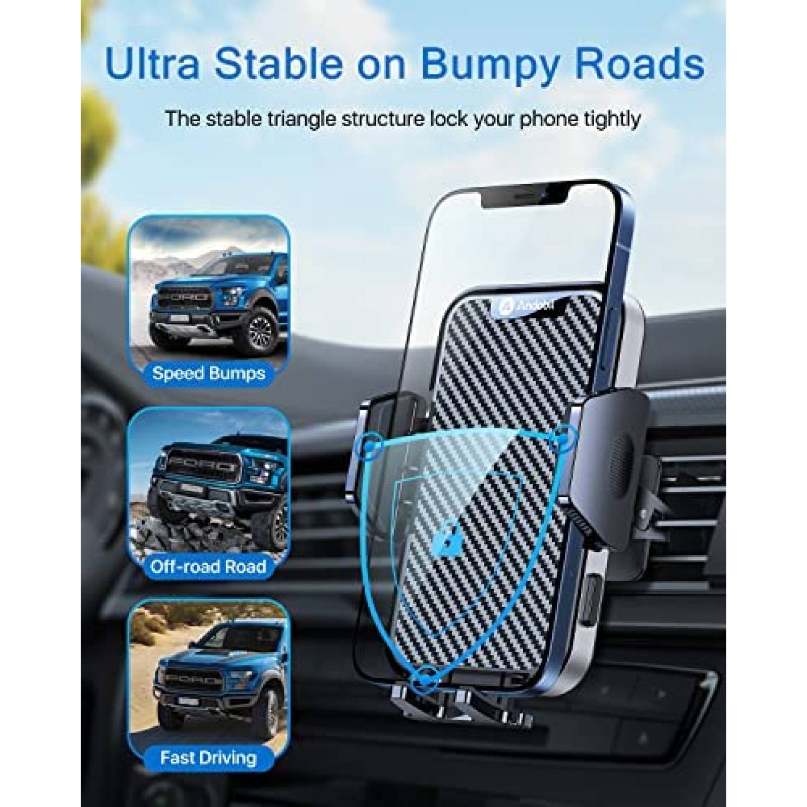 Soporte de Celular para Auto Andobil c/Rotacion 360 -Negro