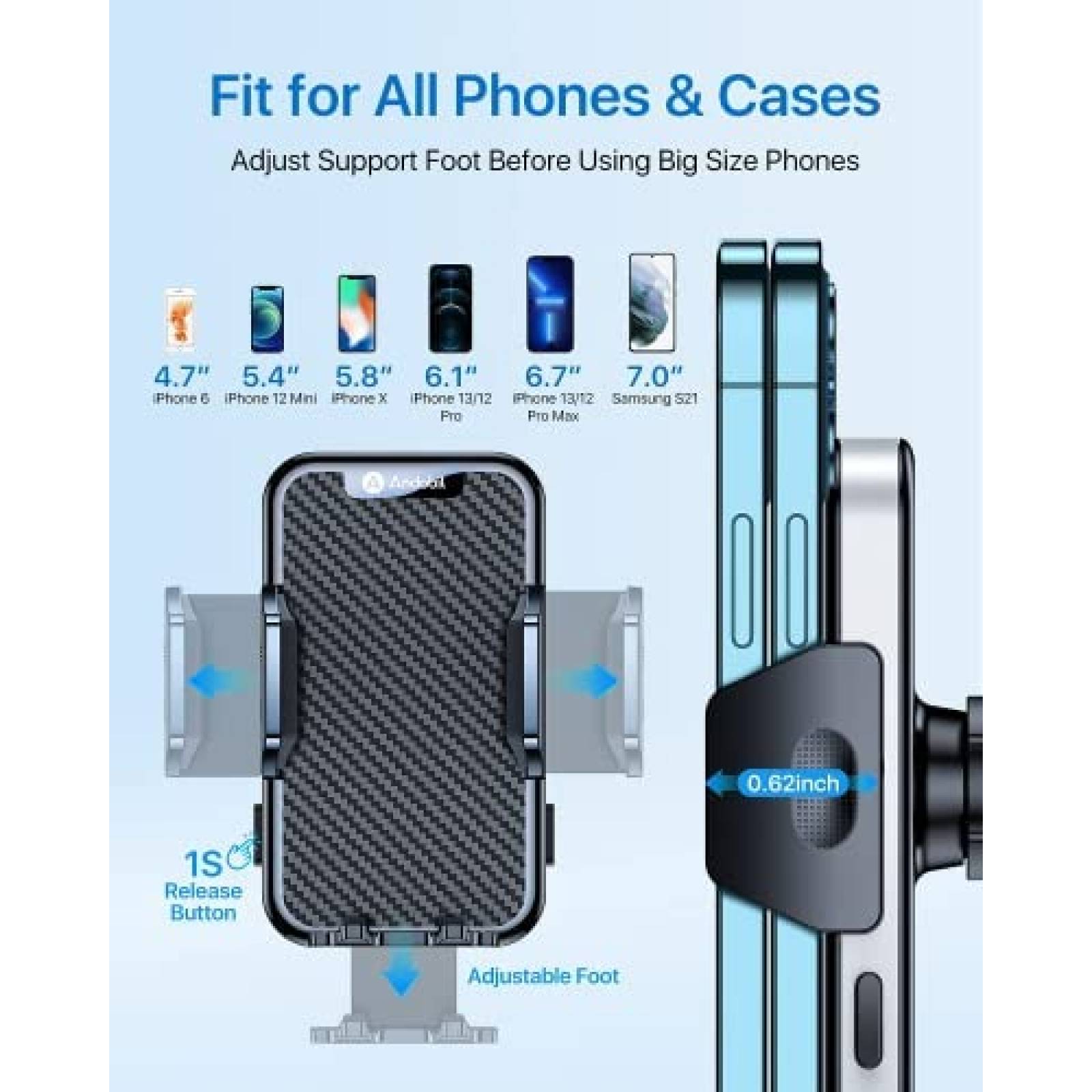Soporte de Celular para Auto Andobil c/Rotacion 360 -Negro