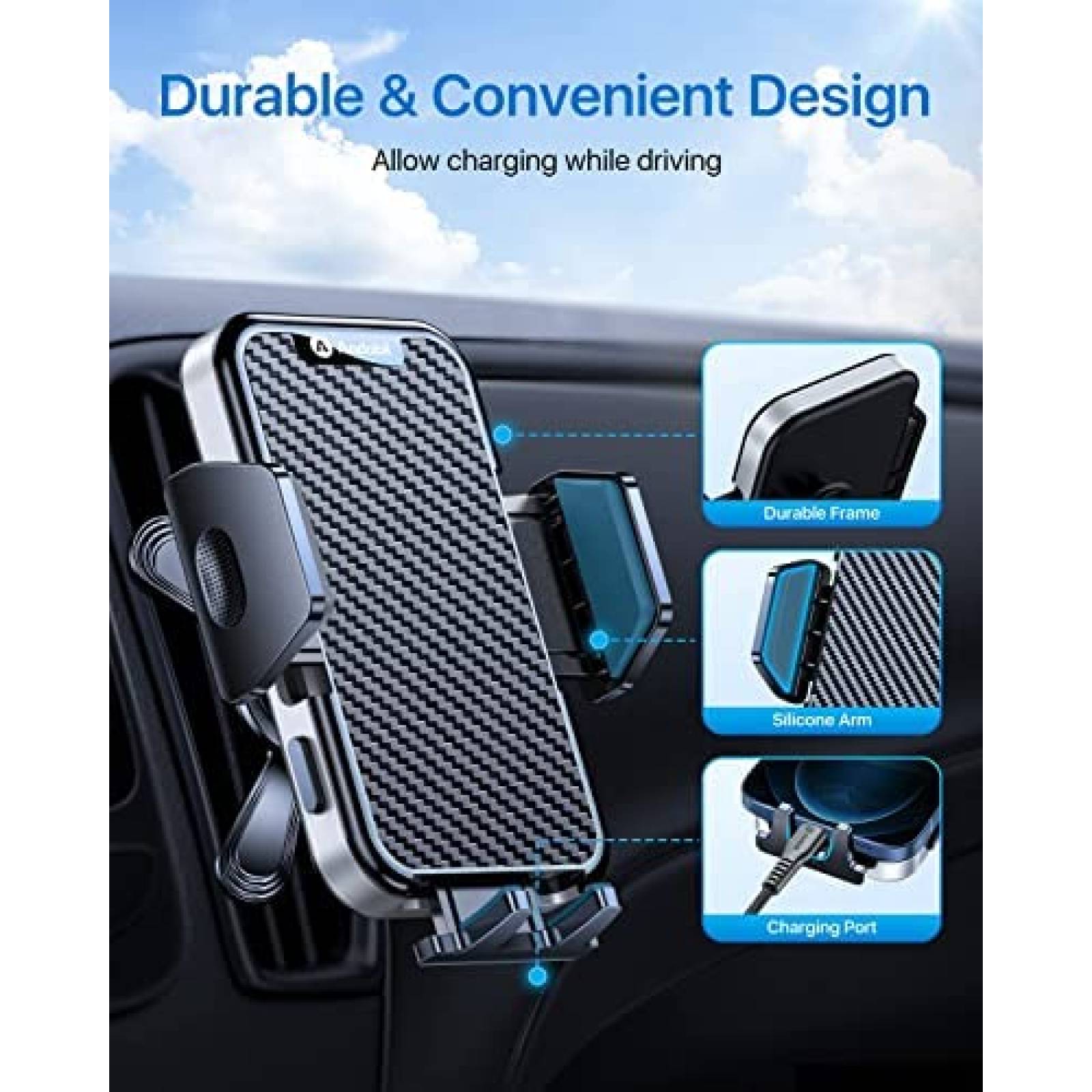 Soporte de Celular para Auto Andobil c/Rotacion 360 -Negro