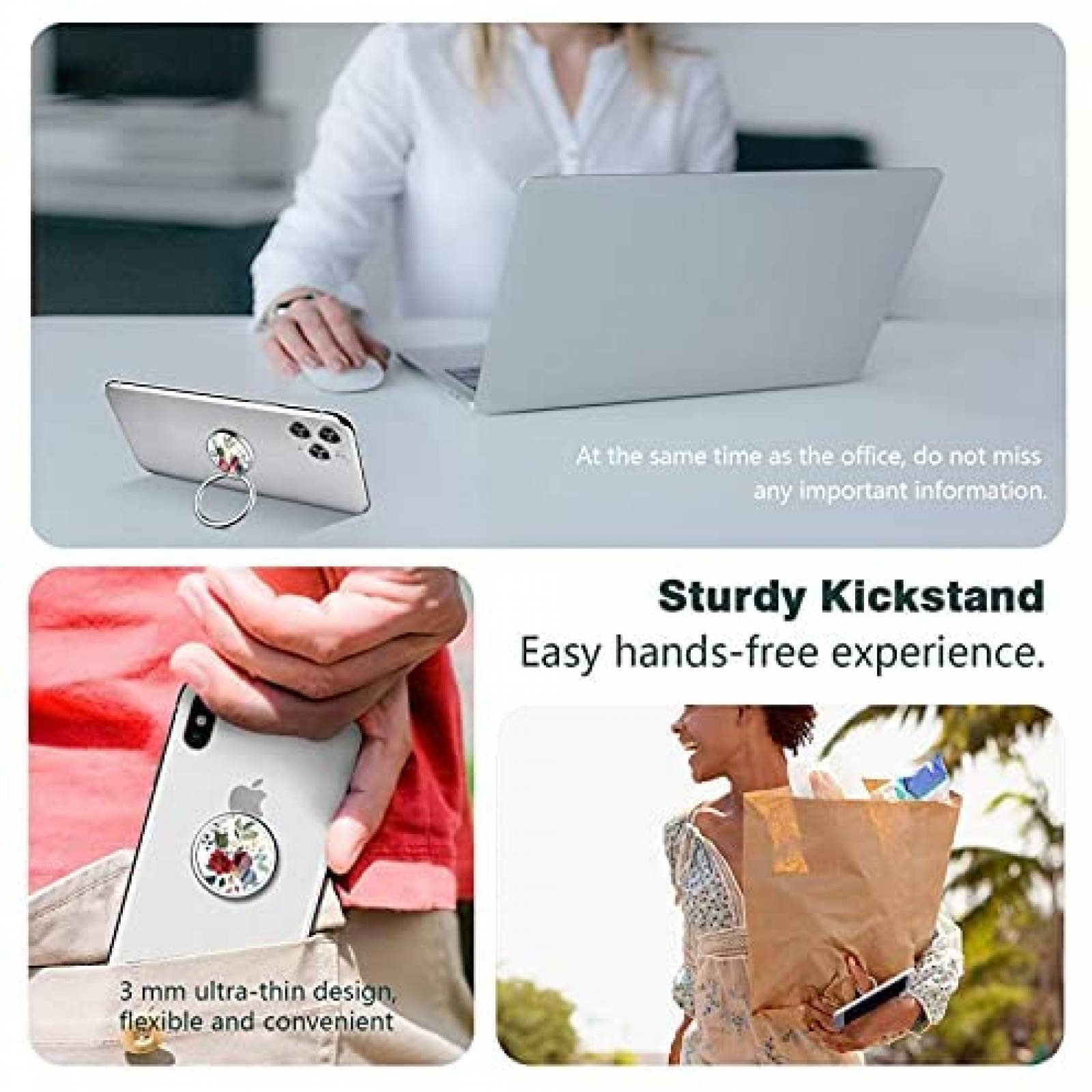 Soporte de anillo para celular Quteto universal -Blanco