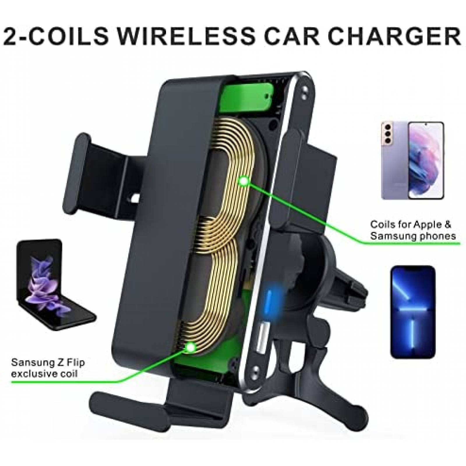 Soporte/Cargador de Celular para Auto MAKAQI 7.5W -Negro