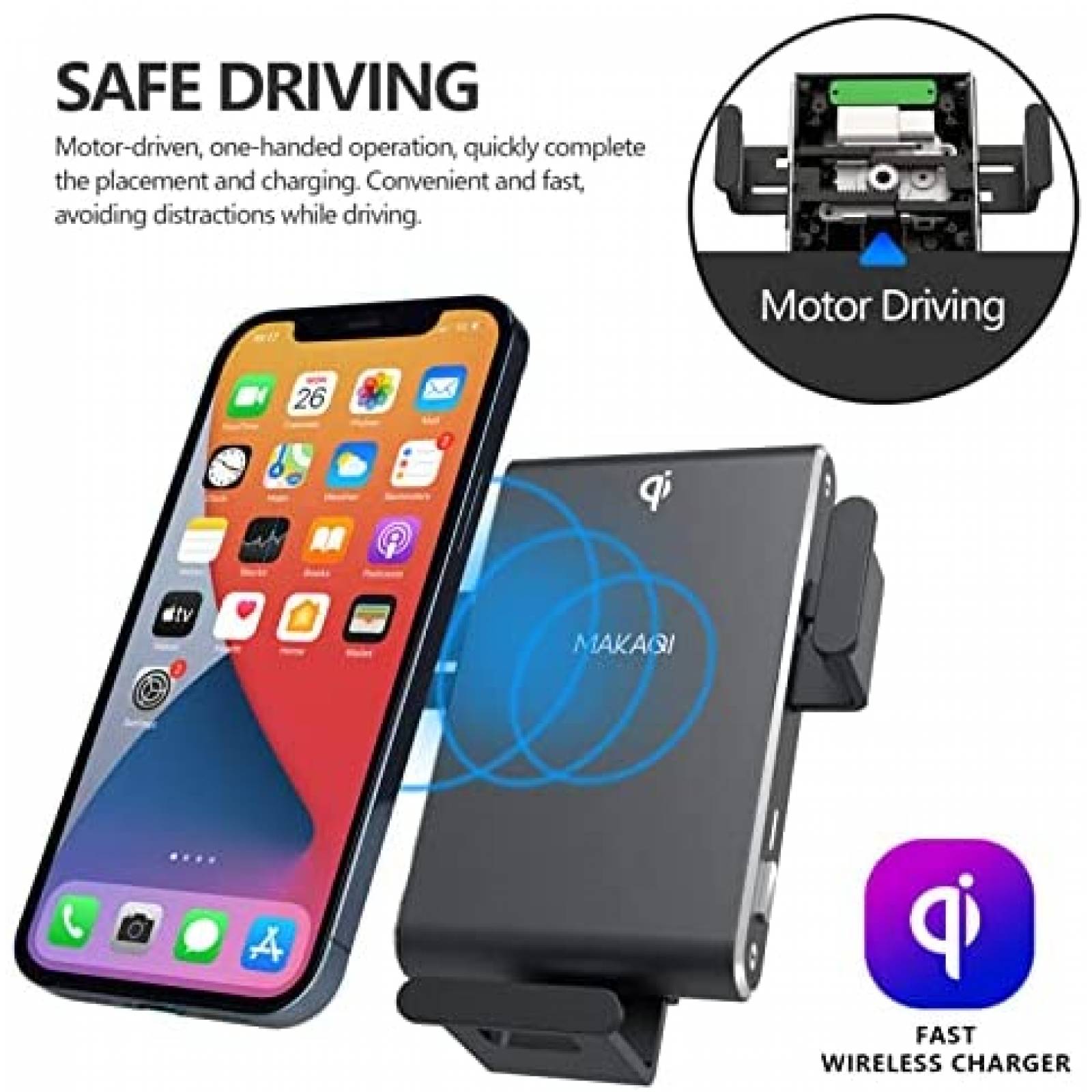 Soporte/Cargador de Celular para Auto MAKAQI 7.5W -Negro