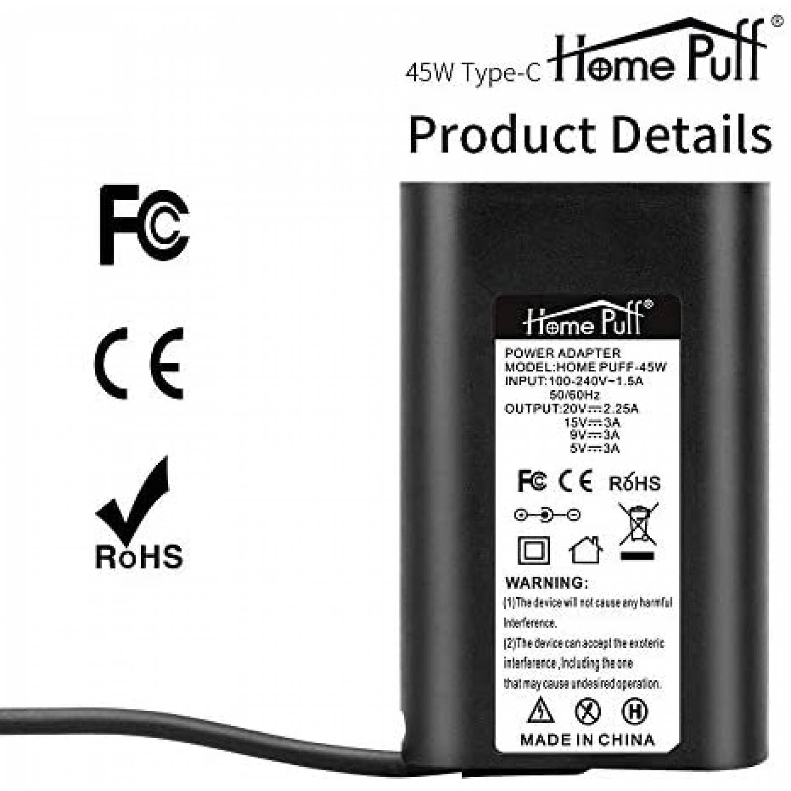 Cargador Laptop HOME PUFF Compatible 45W 240V -Negro