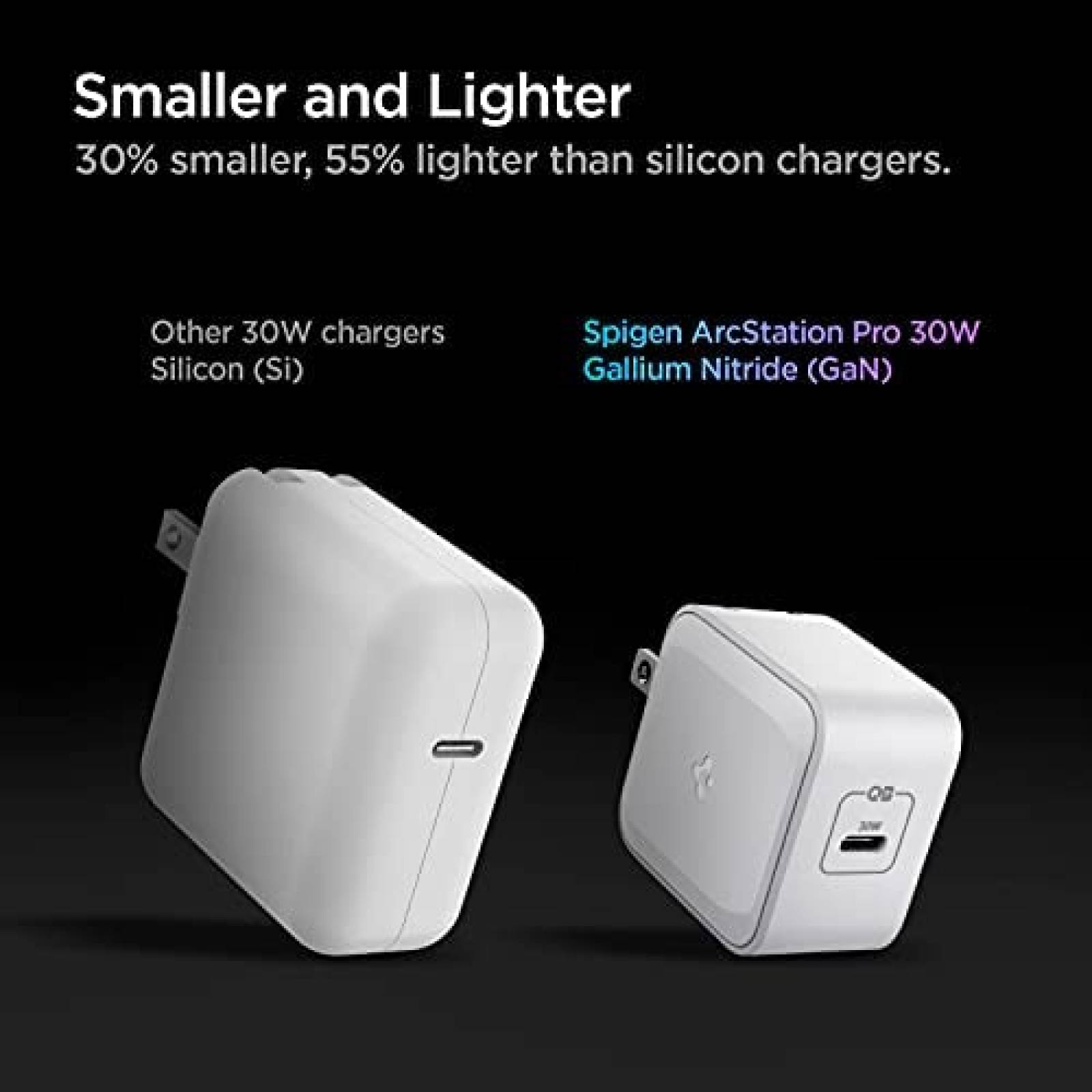 Cargador de Pared USB C Spigen de 30W Carga Rapida -Blanco