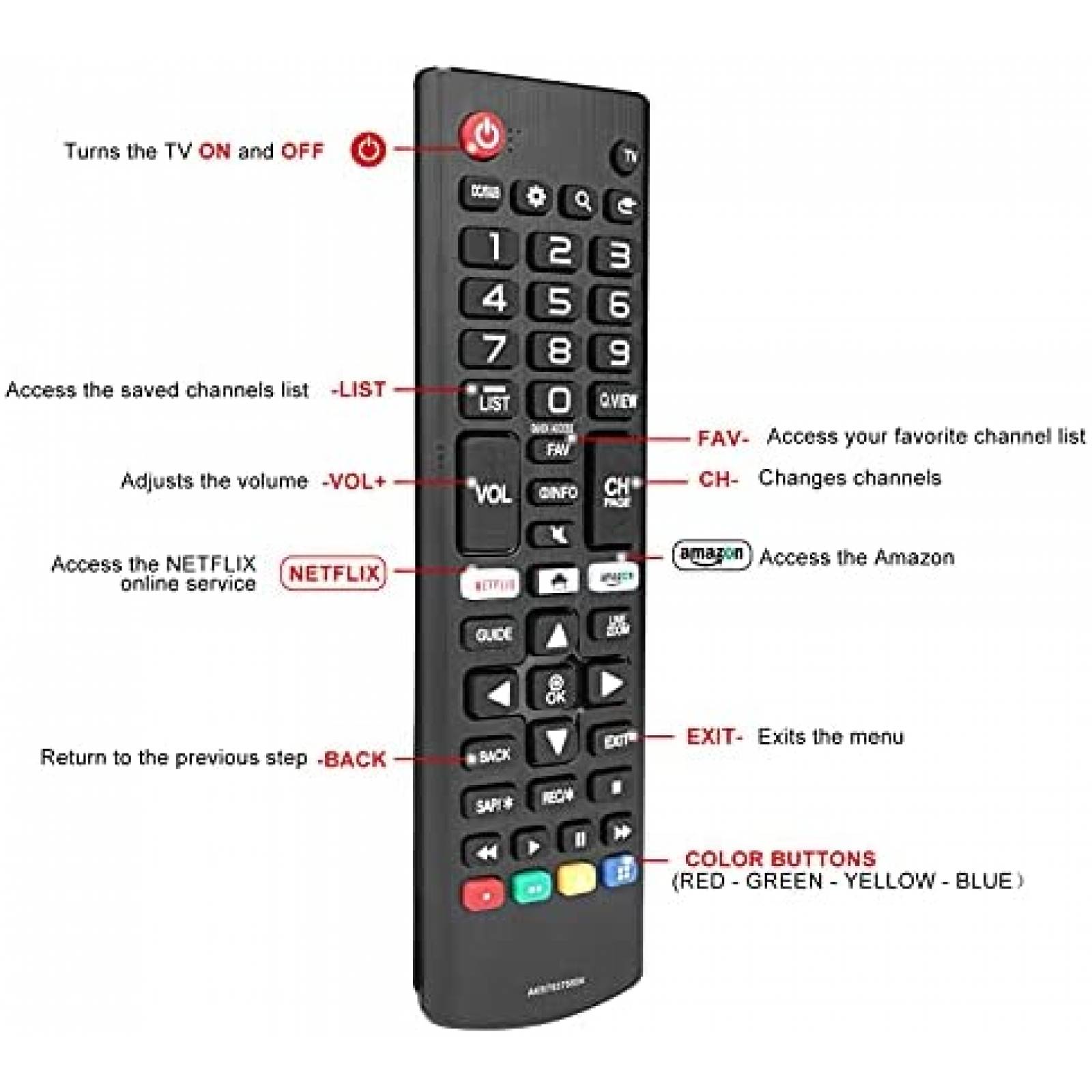 Control para smart TV LG LCD Molvgoc AKB75375604 -Negro