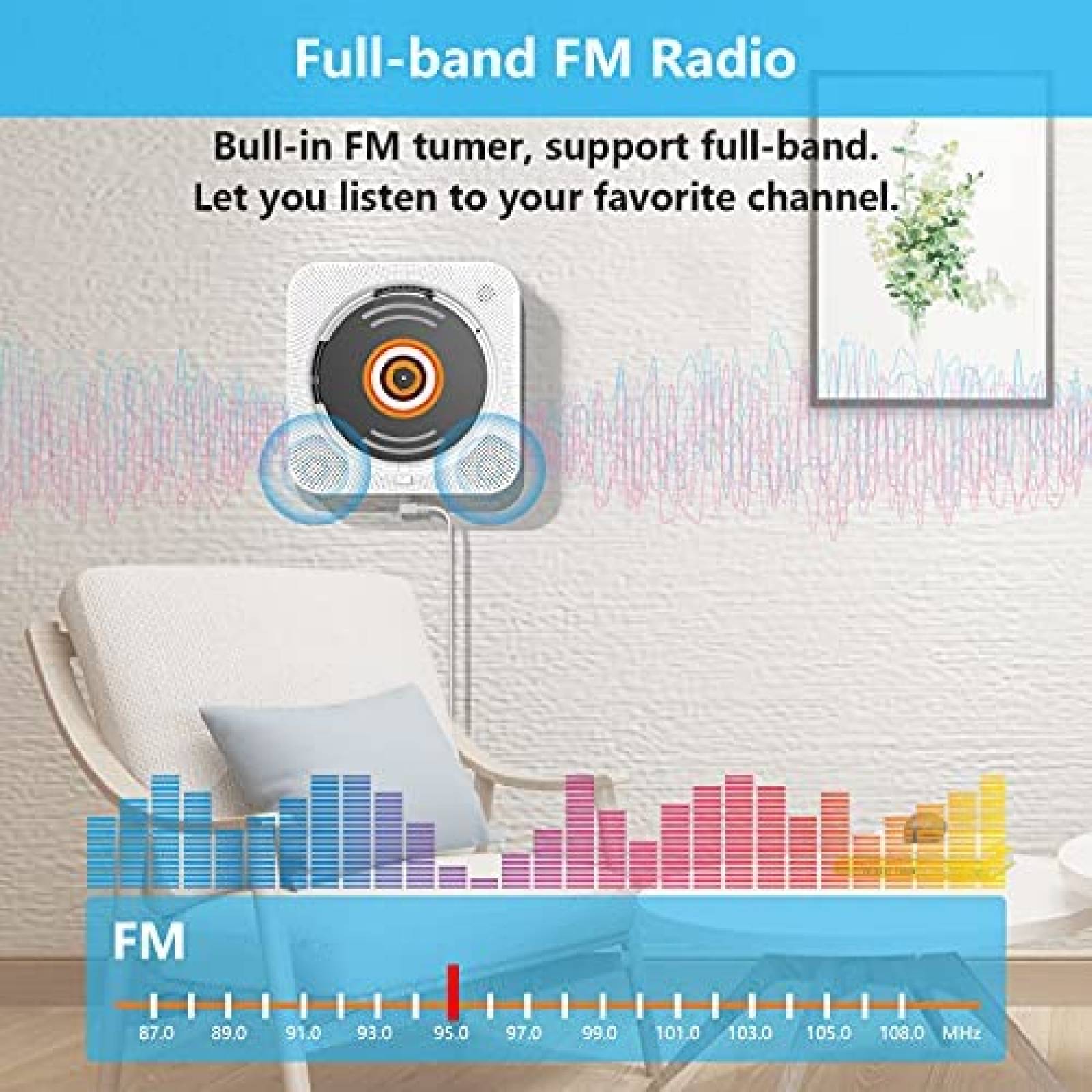 Tocador CD AONCO Bluetooth Radio LED MP3 FM -Blanco