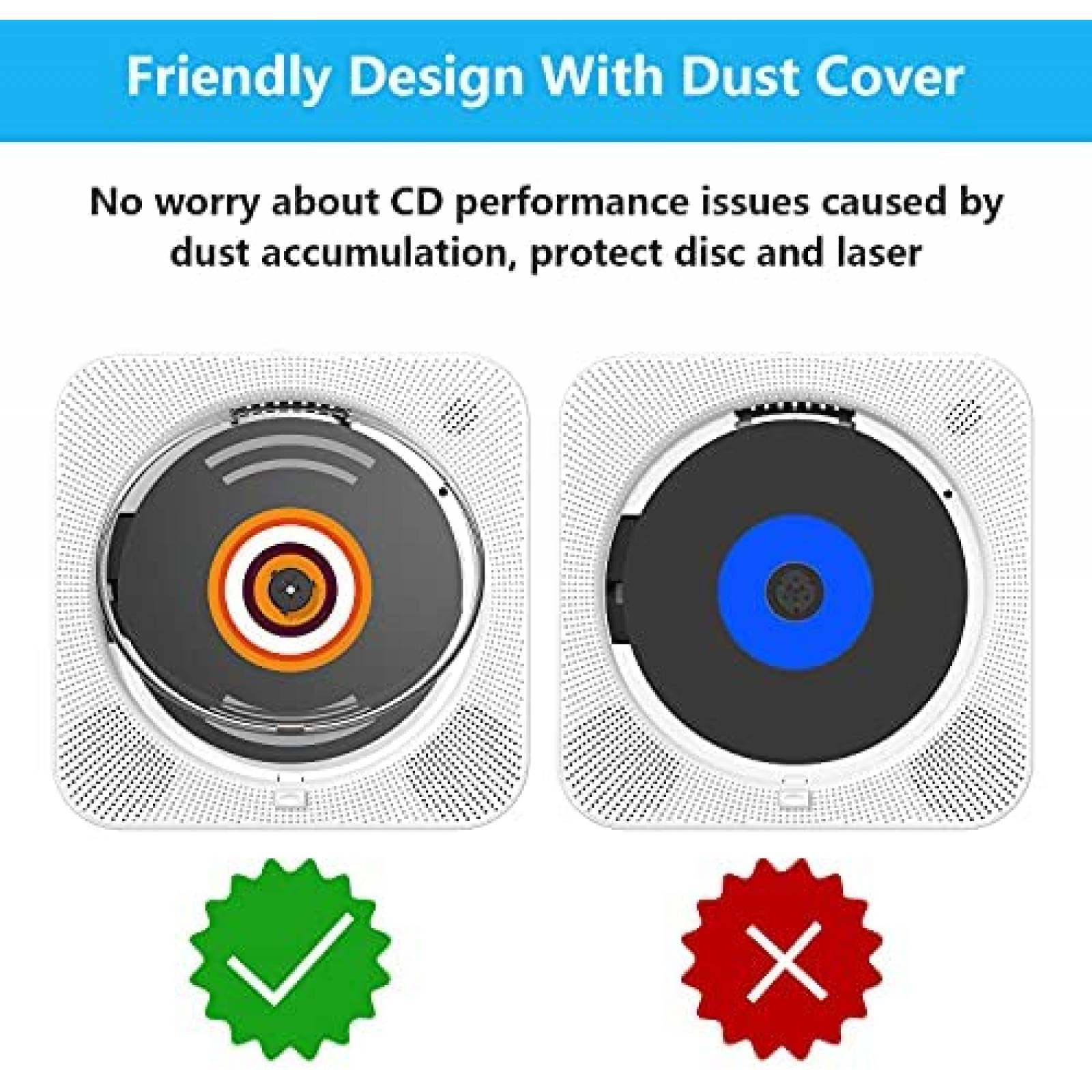 Tocador CD AONCO Bluetooth Radio LED MP3 FM -Blanco