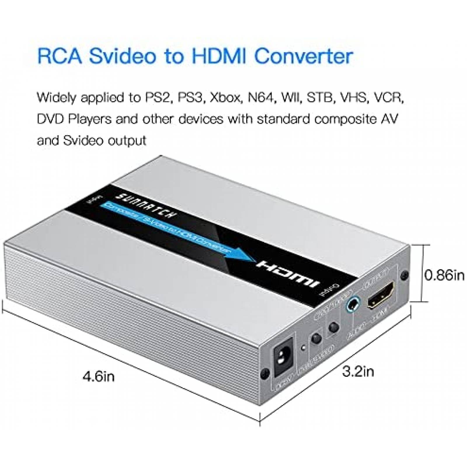 Convertidor SUNNATCH RCA S-Video HDMI 16:9 -Silver