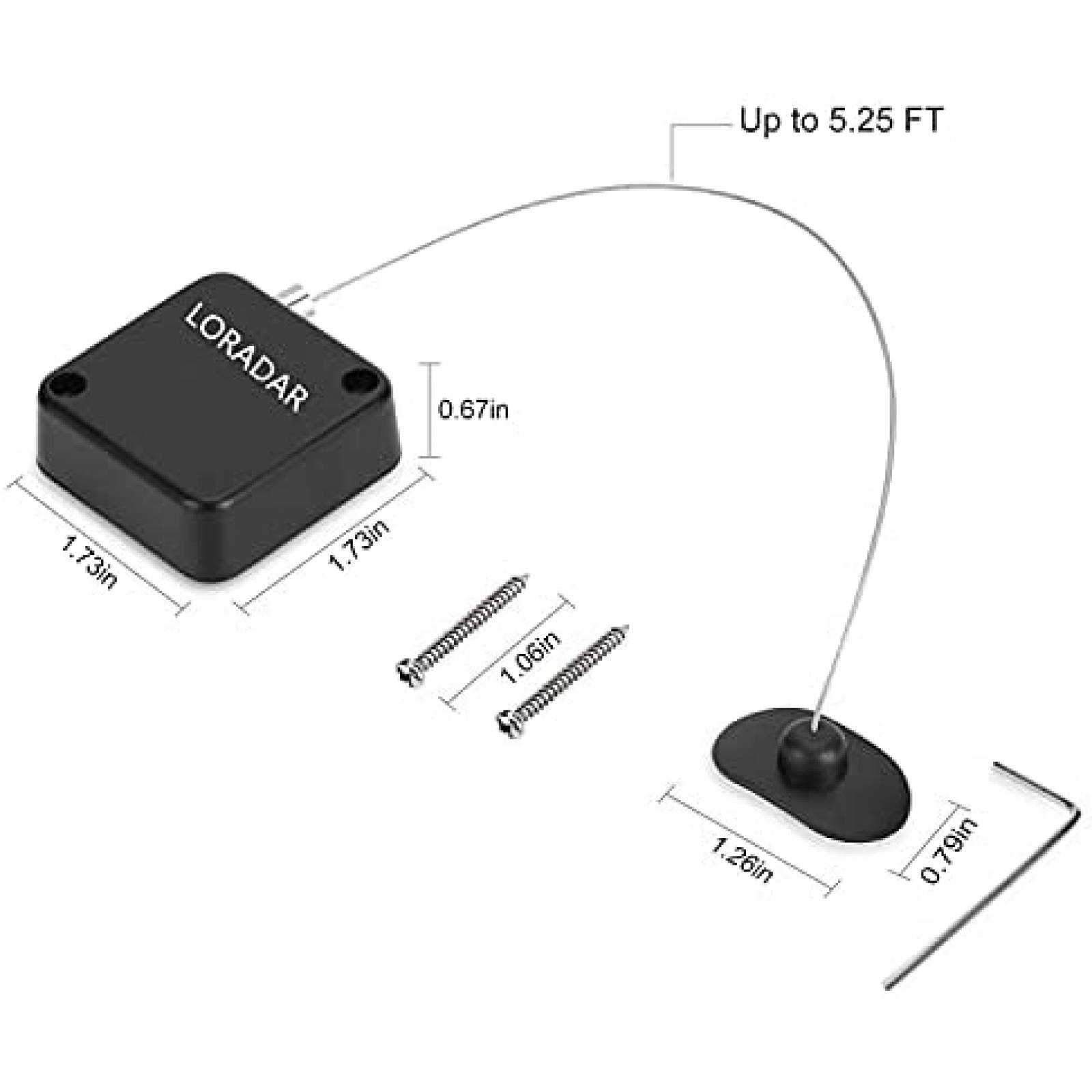 Candado de Cable de Seguridad Retractil LORADAR 5 Pzs -Negro