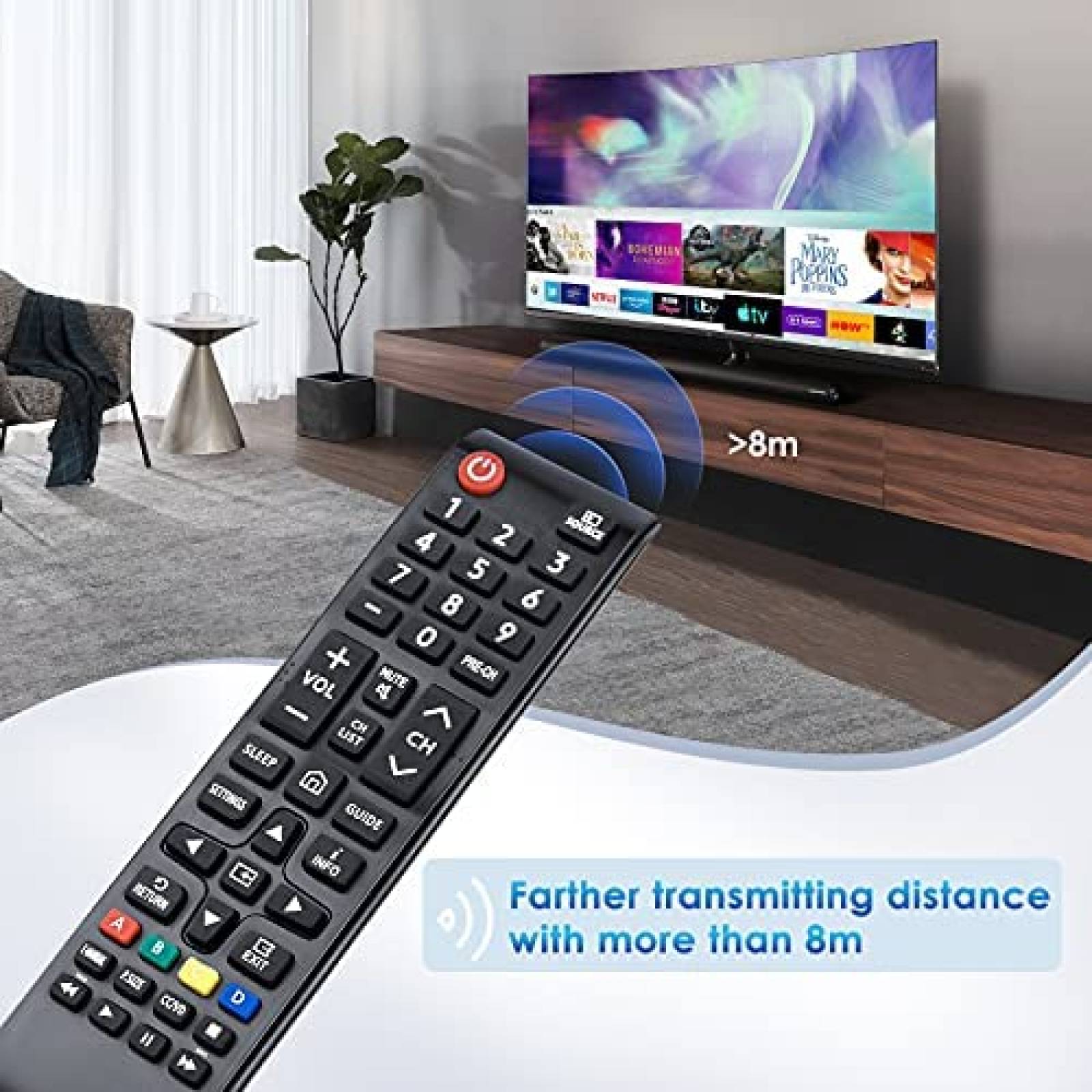 Control Remoto LOUTOC para Samsung Smart TV -Negro