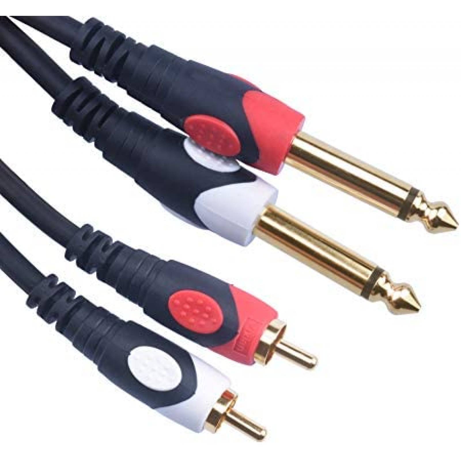 Cable doble RCA 1/4 a doble RCA Devinal 20ft -Negro