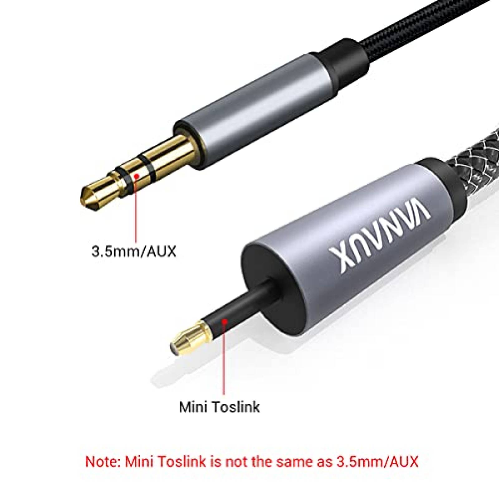 Cable VANAUX Toslink a Mini Toslink de 90 6.5ft -Negro