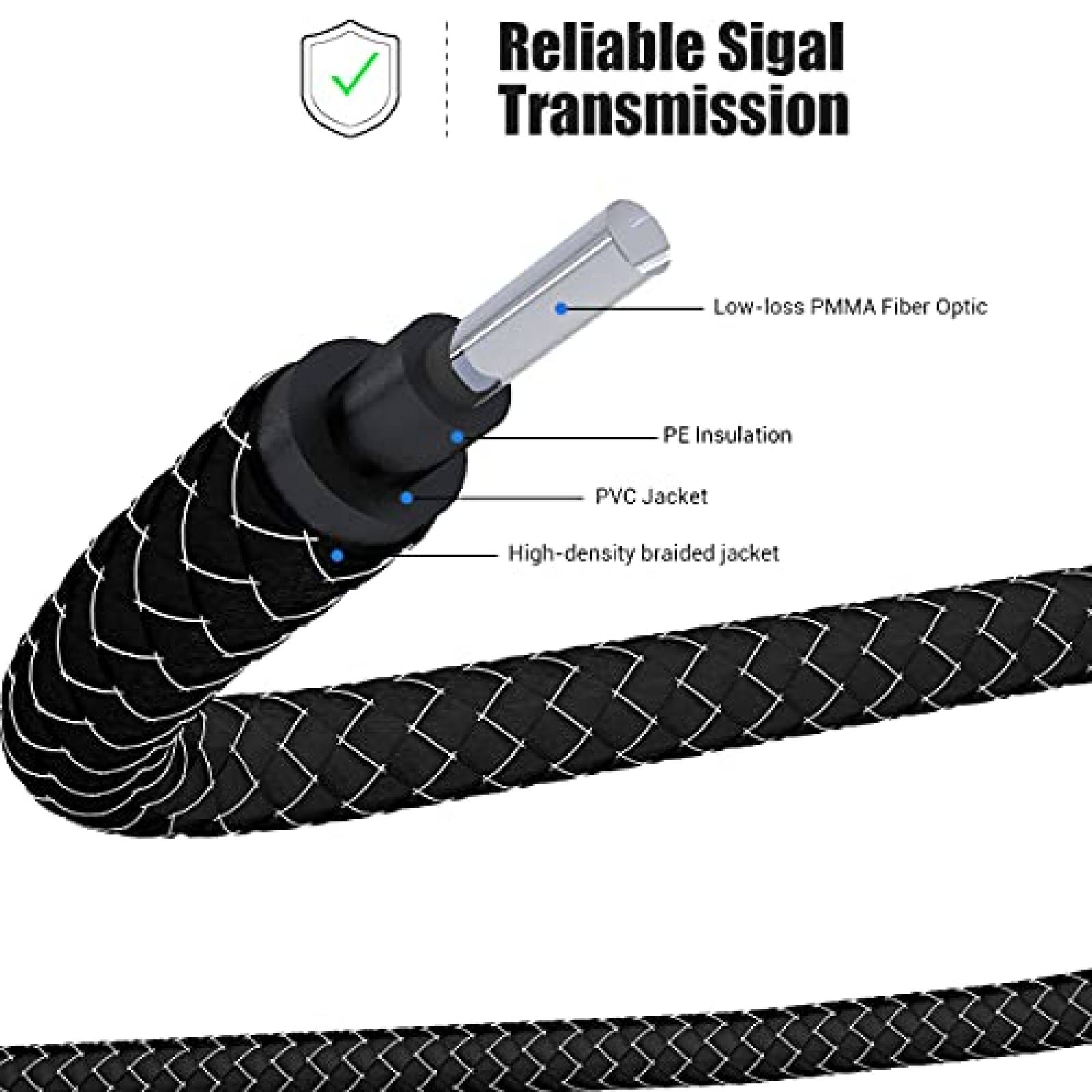 Cable VANAUX Toslink a Mini Toslink de 90 6.5ft -Negro