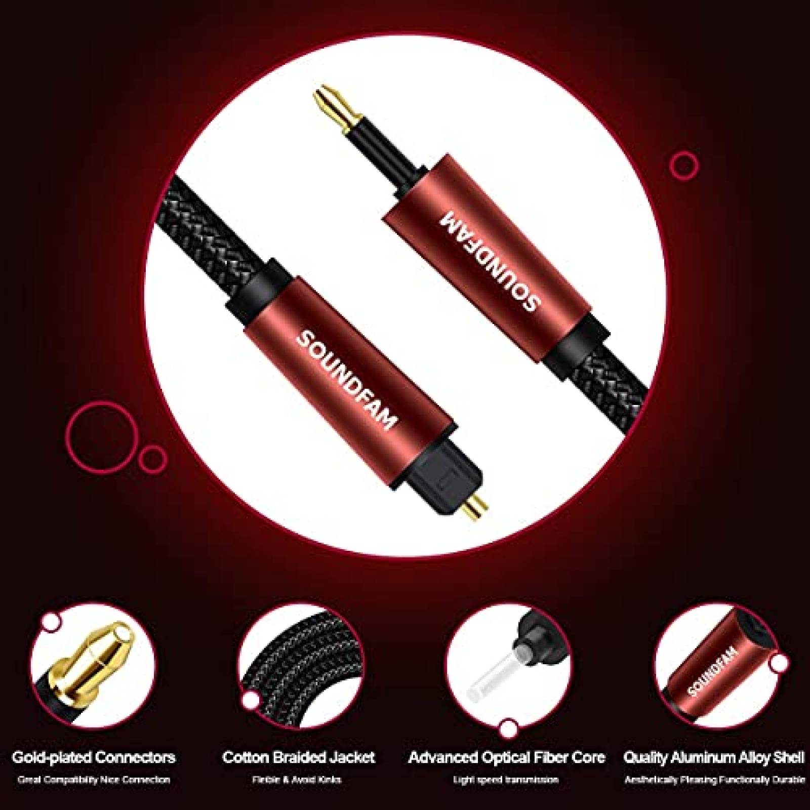 Cable Audio Optico SOUNDFAM Fibra Optica Compatible