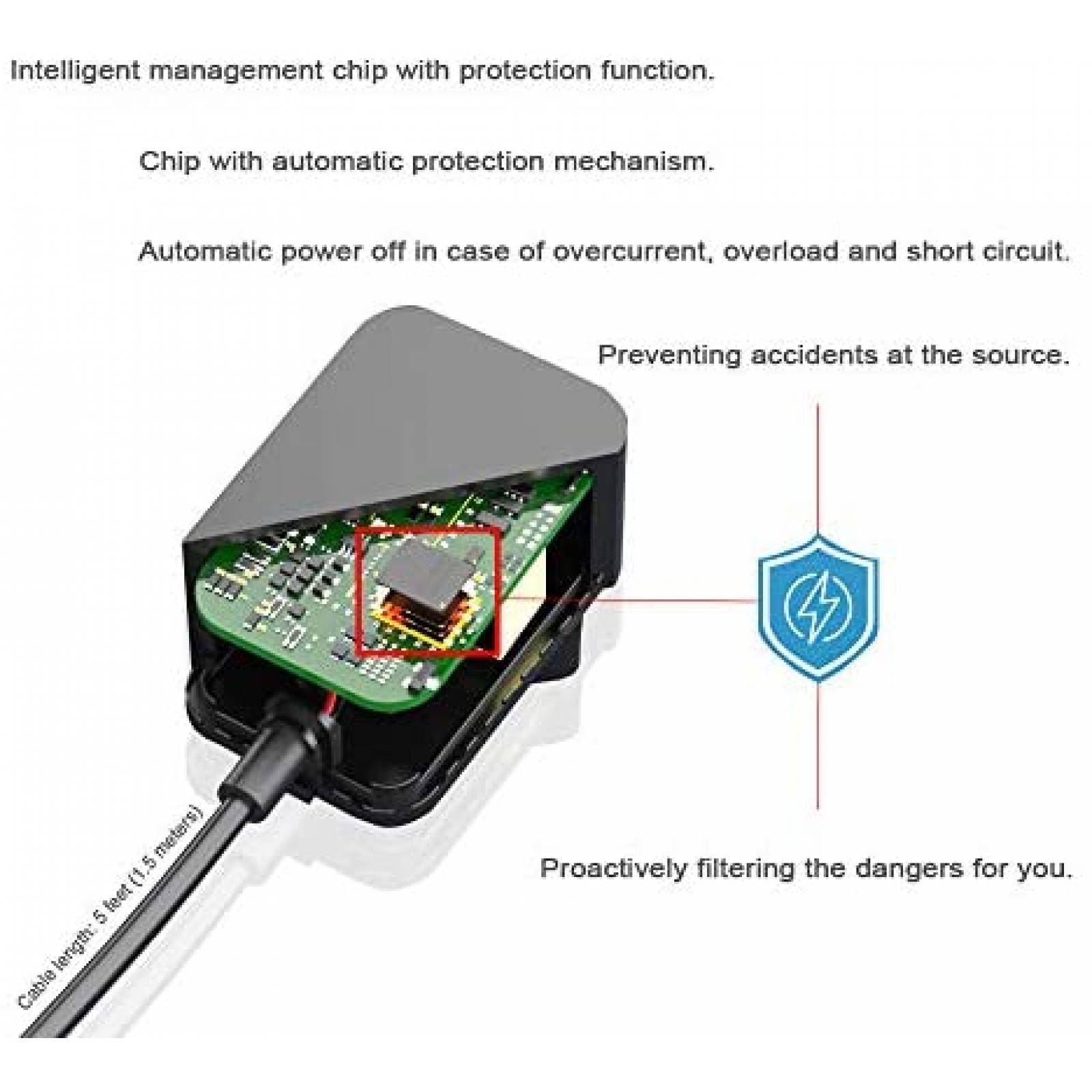 Cargador Micro USB HideBlue de 5 Pies de 5V/2A -Negro