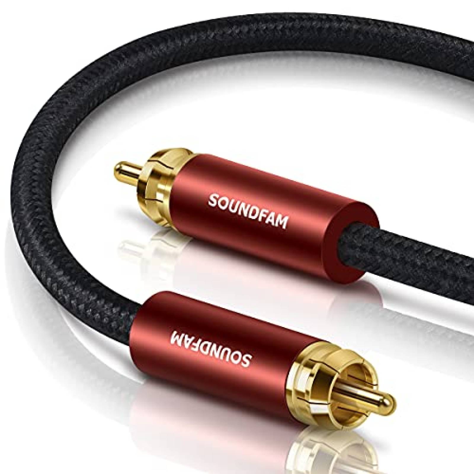 Cable RCA para subwoofer SOUNDFAM 26ft macho a macho -Rojo