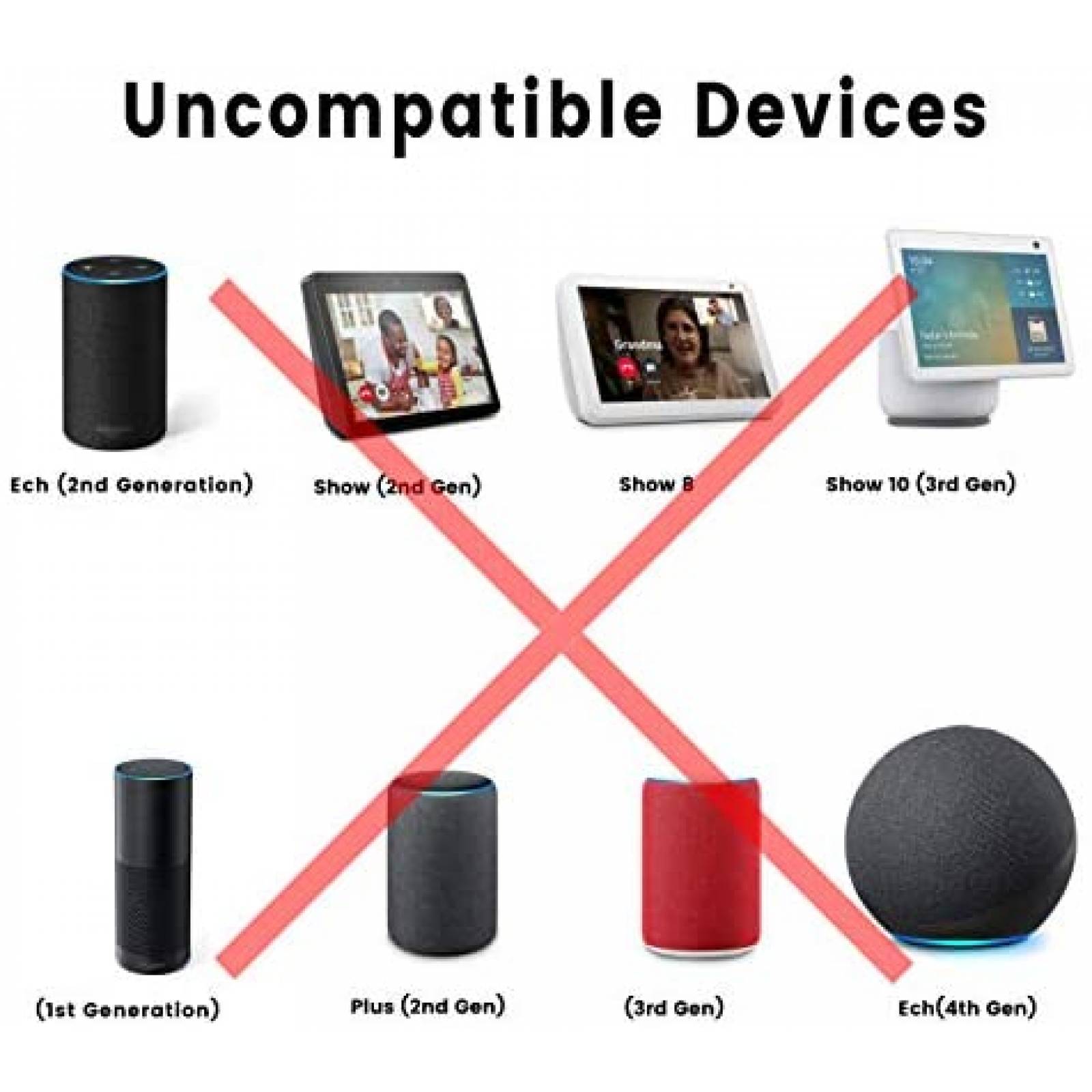 Cable energia Alexa macho a hembra LOL PARTY 16ft -Blanco