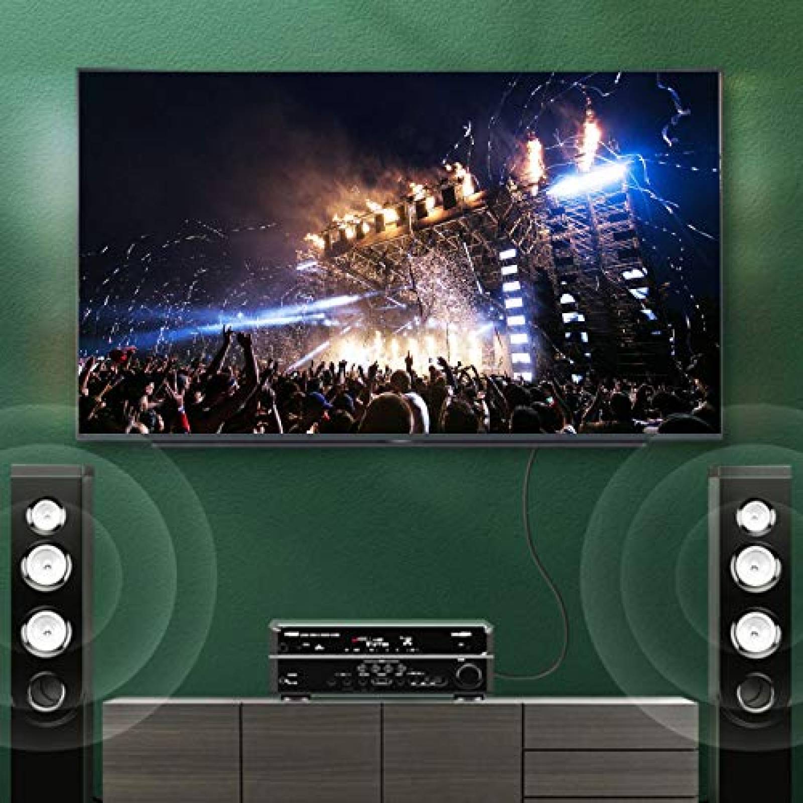 Cable de fibra optica Bangun 8ft a 90 delgado -Negro