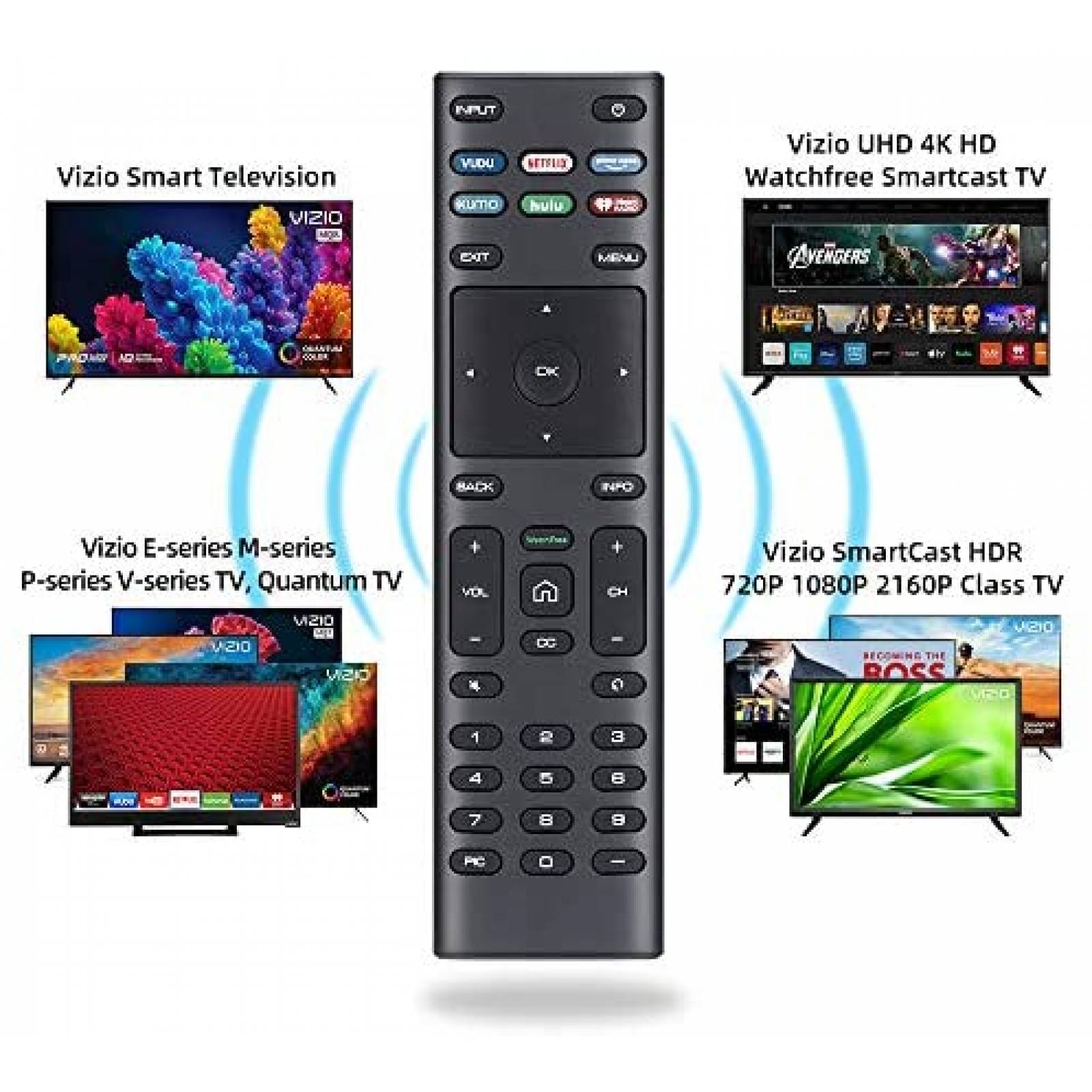 Control Remoto UNOCAR XRT-136 para Vizio Smart TV -Negro