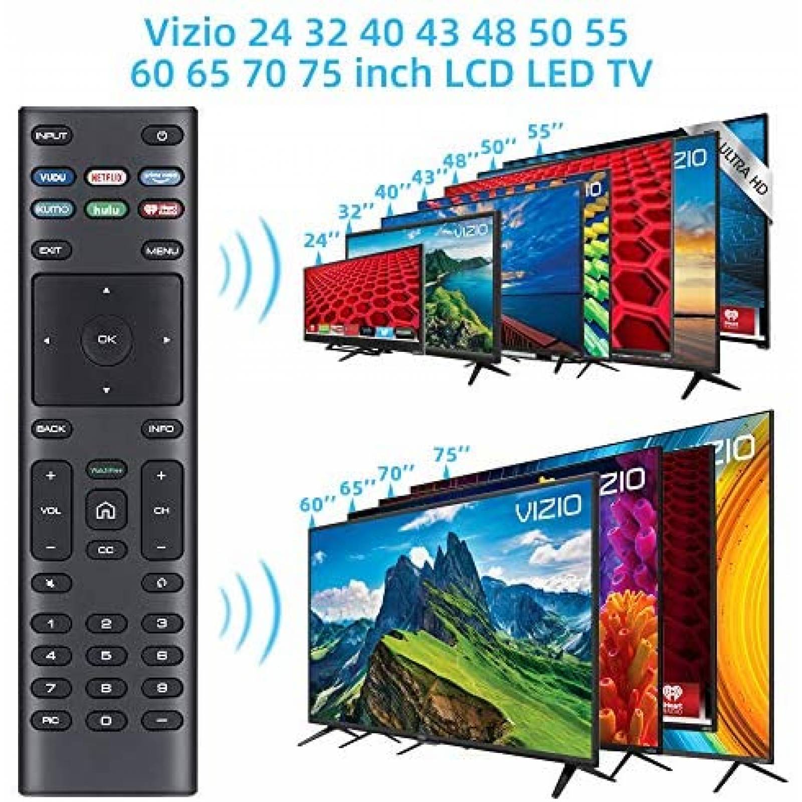 Control Remoto UNOCAR XRT-136 para Vizio Smart TV -Negro