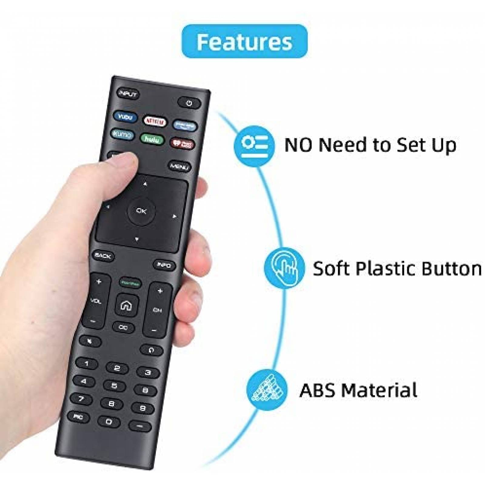Control Remoto UNOCAR XRT-136 para Vizio Smart TV -Negro