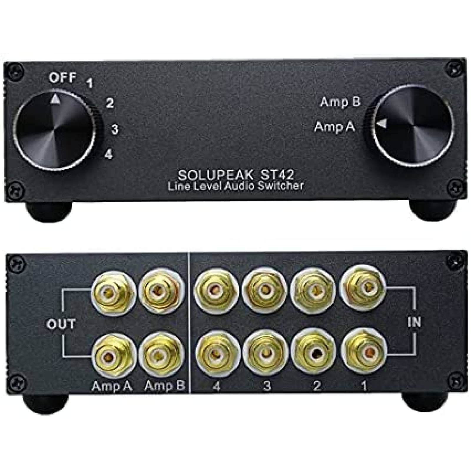 Switch audio SOLUPEAK ST42 Divisor RCA 4 caminos -Negro