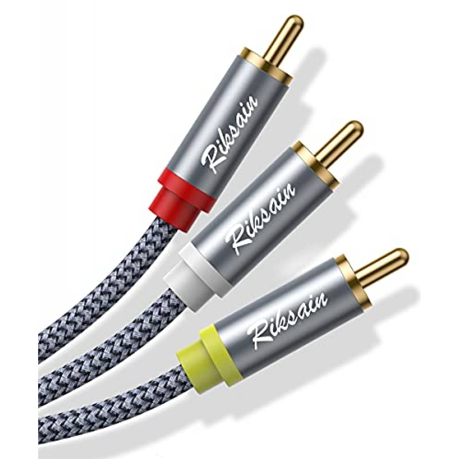 Cable Riksoin Audio y Video 3 Macho a 3 Macho RCA -Gris