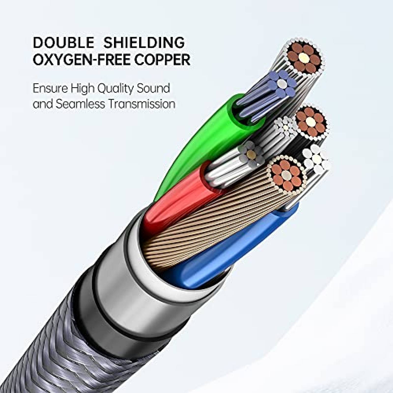 Cable Riksoin Audio y Video 3 Macho a 3 Macho RCA -Gris