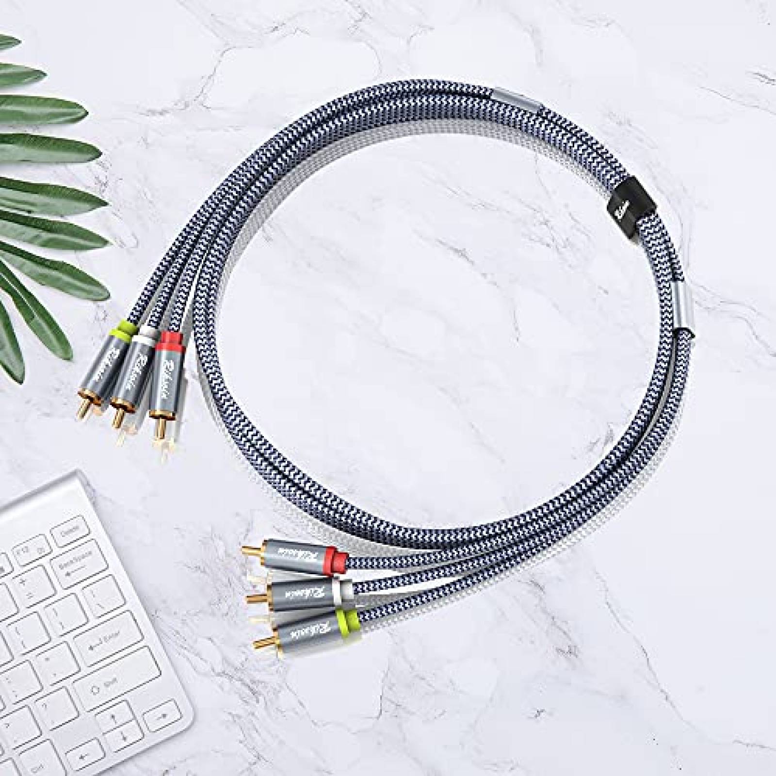 Cable Riksoin Audio y Video 3 Macho a 3 Macho RCA -Gris