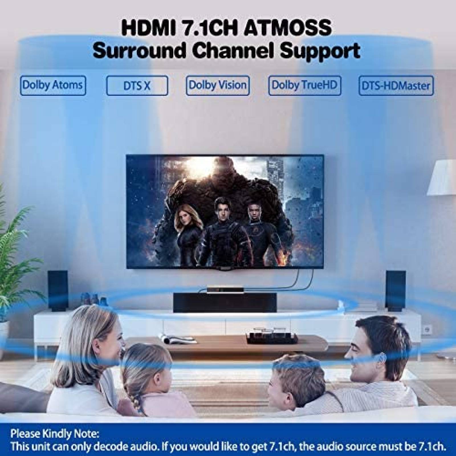 Extractor Audio Tensun TEN-HD002-US HDMI 4K Divisor -Gris