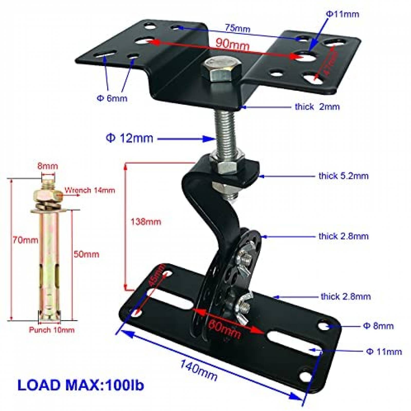 Soporte para Bocinas Howonder SPS-506D de 90 2 Pzs -Negro