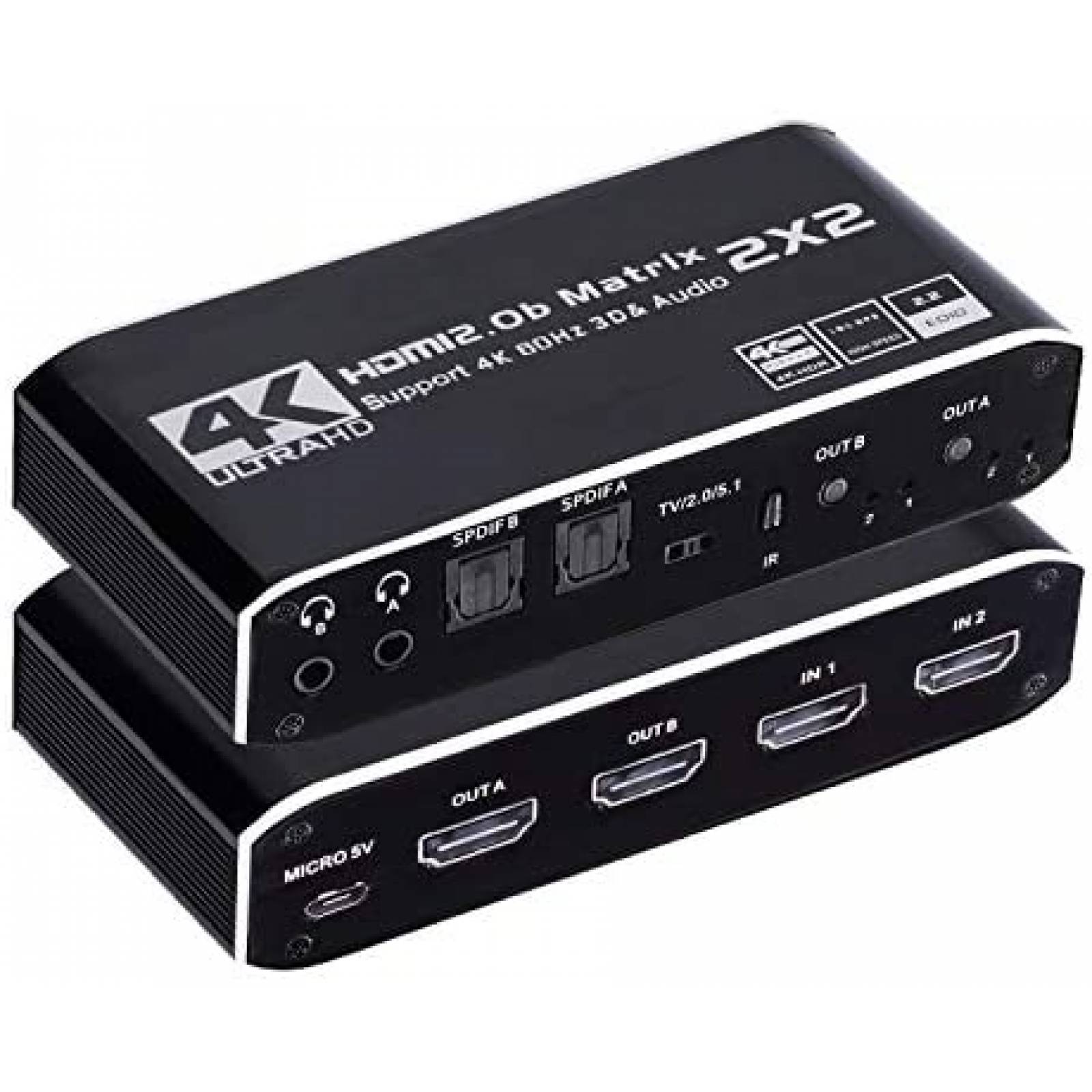 Matriz HDMI Anber-Tech Interruptor de matriz HDMI 2 en 2