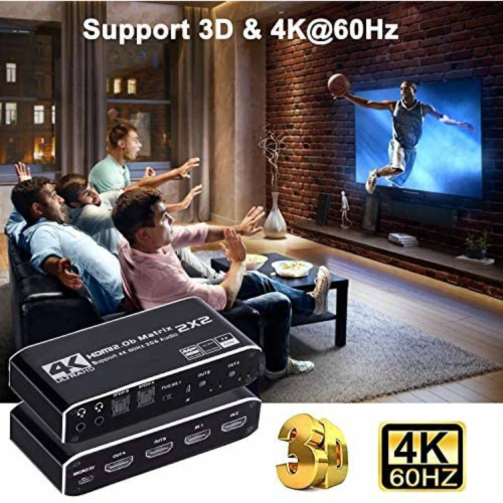 Matriz HDMI Anber-Tech Interruptor de matriz HDMI 2 en 2