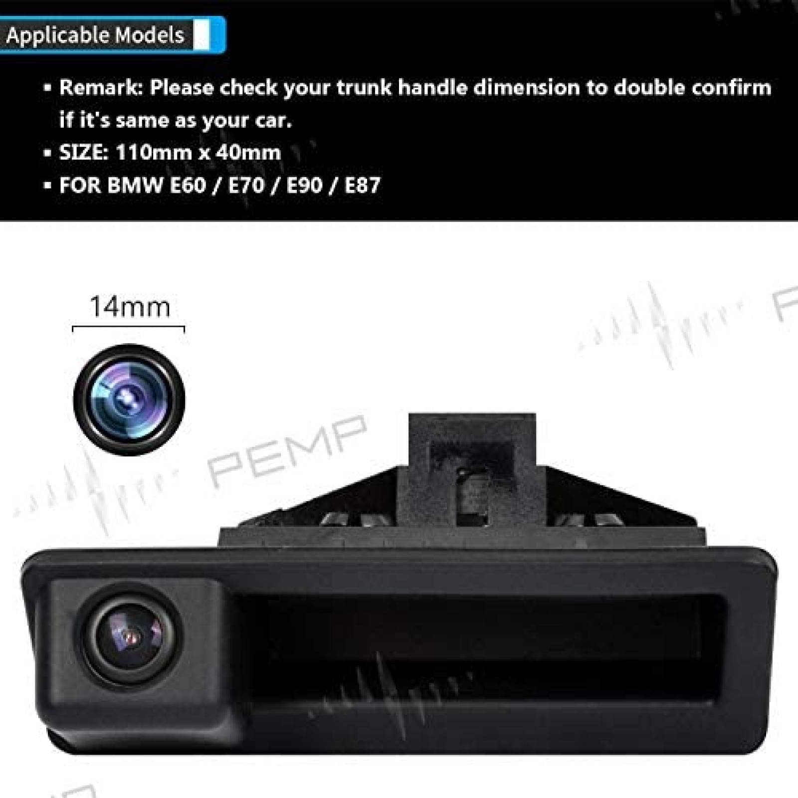 Camara Trasera para Auto PEMP AHD 1080P para BMW -Negro