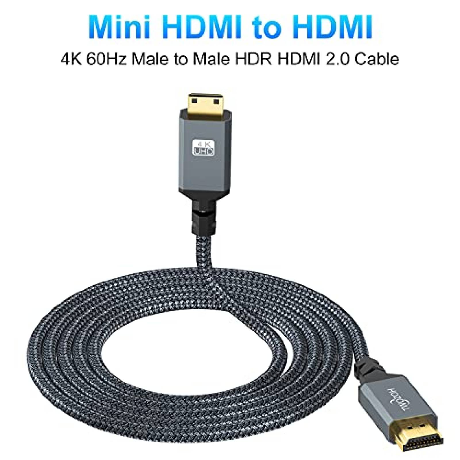 Cable Twozoh Mini HDMI a HDMI 15 ft Alta Velocidad -Gris