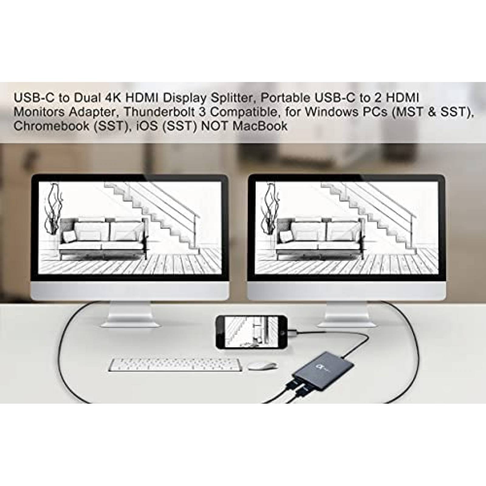 Multi Video aegis SPP-USBC-1000 USB-C a 2 puertos HDMI 2.0