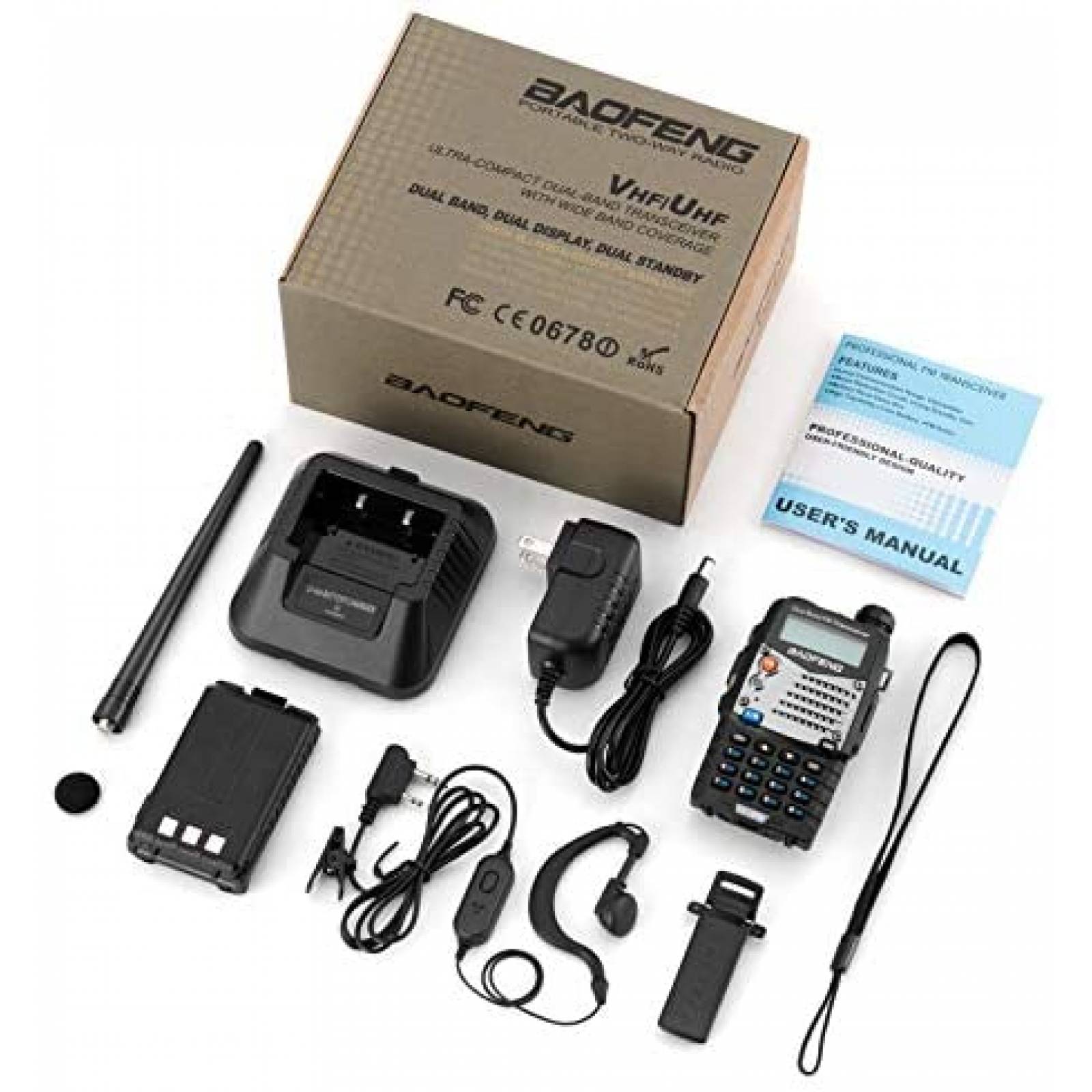 Radio Walkie Talkie BAOFENG UV-5R de 2100 mAh -Negro