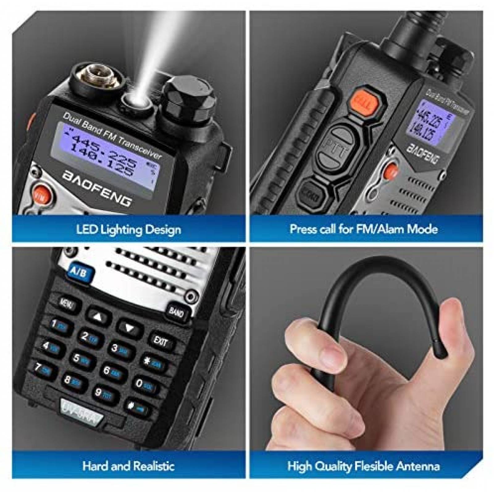 Radio Walkie Talkie BAOFENG UV-5R de 2100 mAh -Negro
